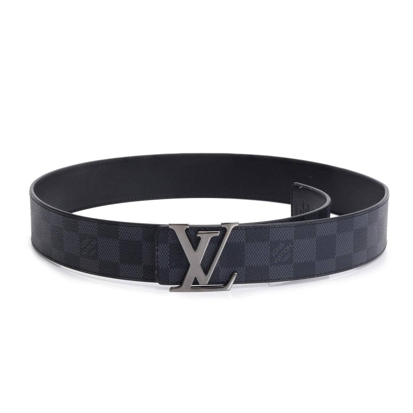 Louis Vuitton 2024 Damier Graphite Canvas & Black Leather LV Initials 40 MM Reversible Belt 85 34