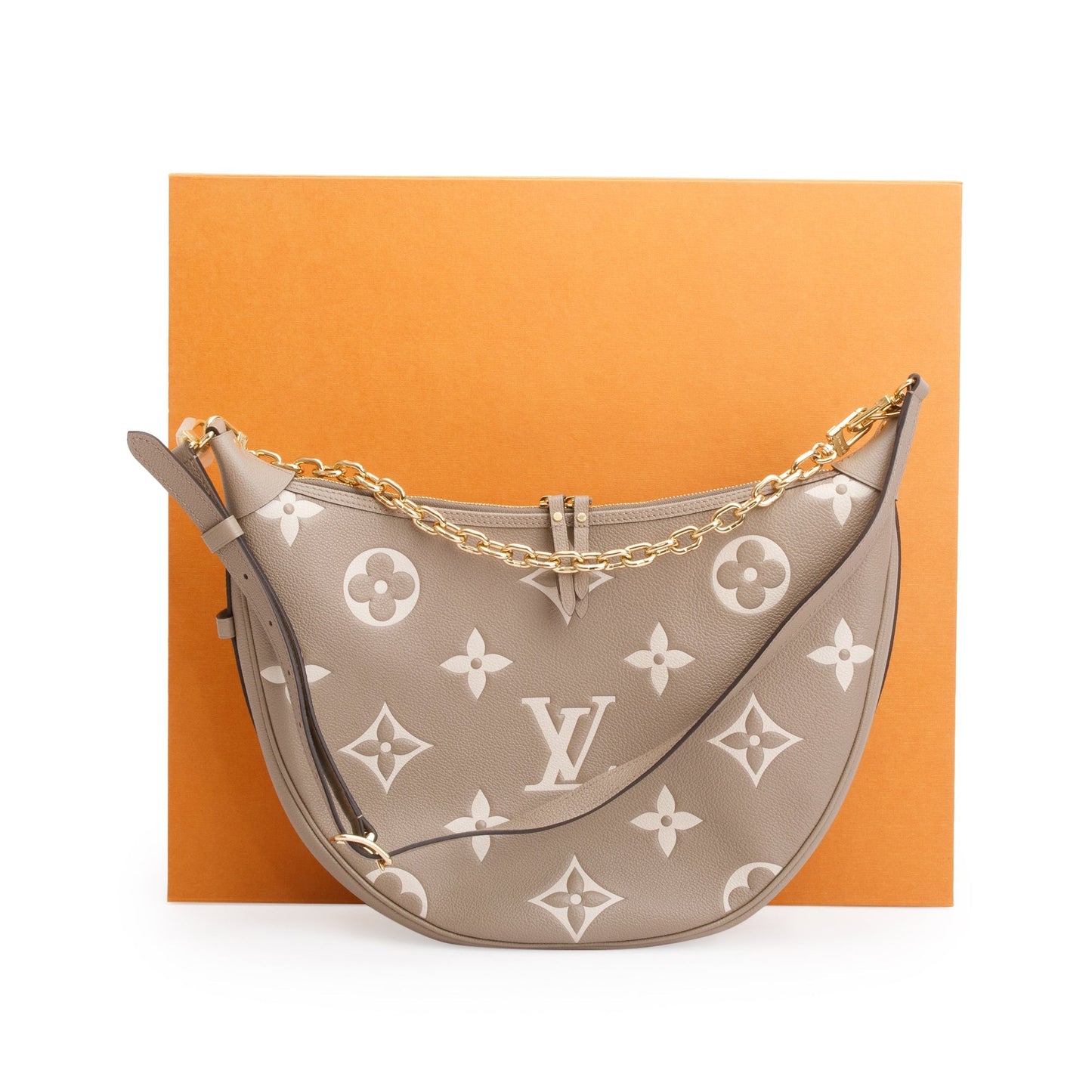 Louis Vuitton 2024 Dove Grey/Creme Bicolor Monogram Empreinte Leather Loop Hobo Bag