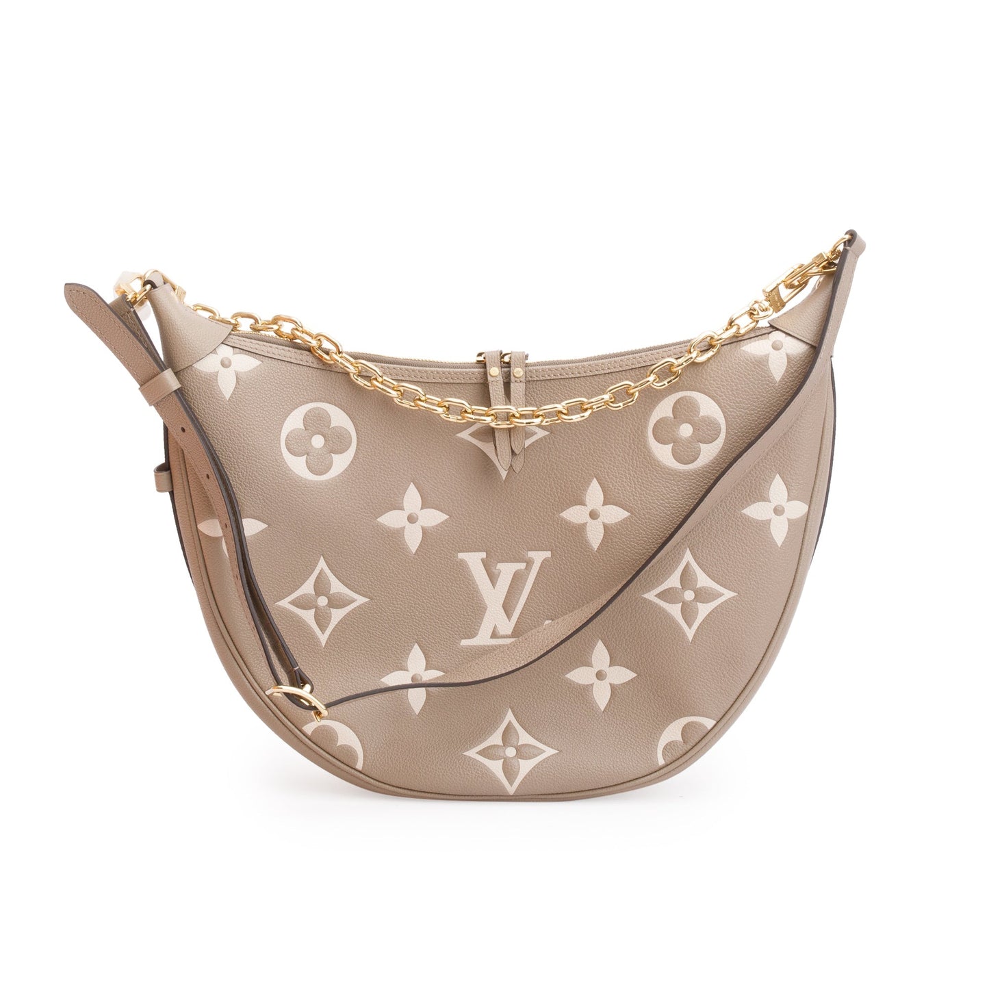 Louis Vuitton 2024 Dove Grey/Creme Bicolor Monogram Empreinte Leather Loop Hobo Bag