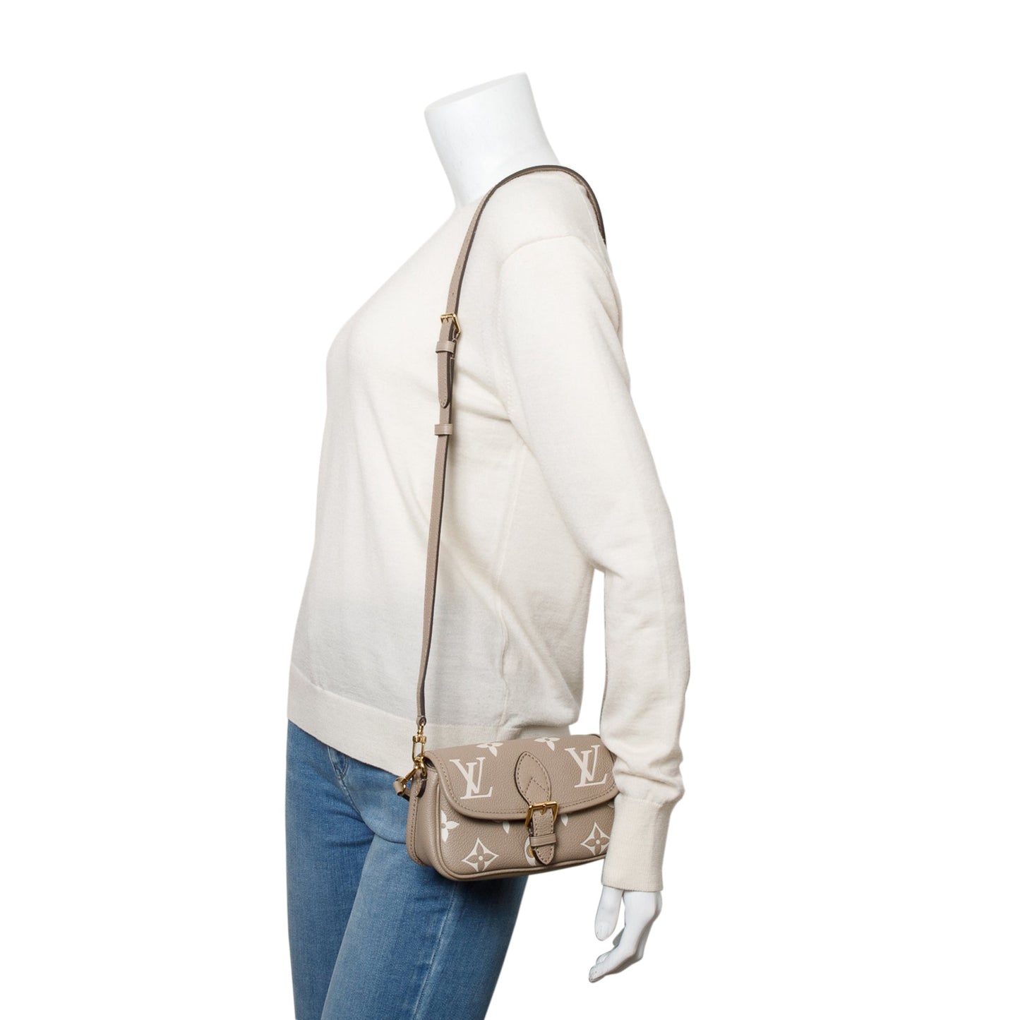 Louis Vuitton 2024 Torterelle Beige/Creme Bicolor Monogram Empreinte Leather Nano Diane