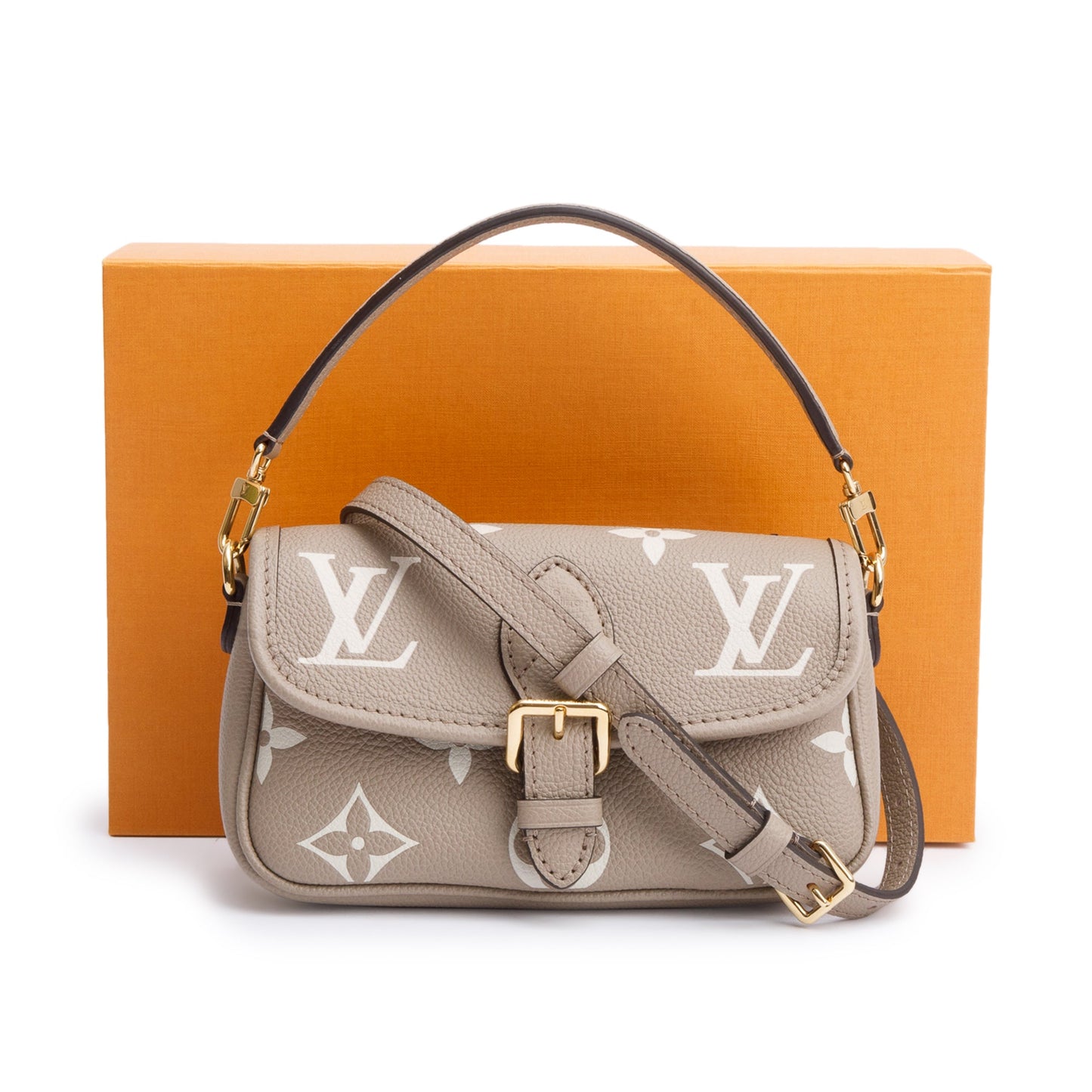 Louis Vuitton 2024 Torterelle Beige/Creme Bicolor Monogram Empreinte Leather Nano Diane