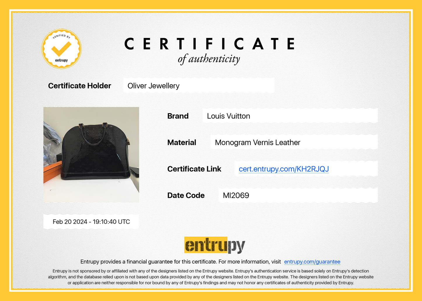 Louis Vuitton Amarante Monogram Vernis Alma GM