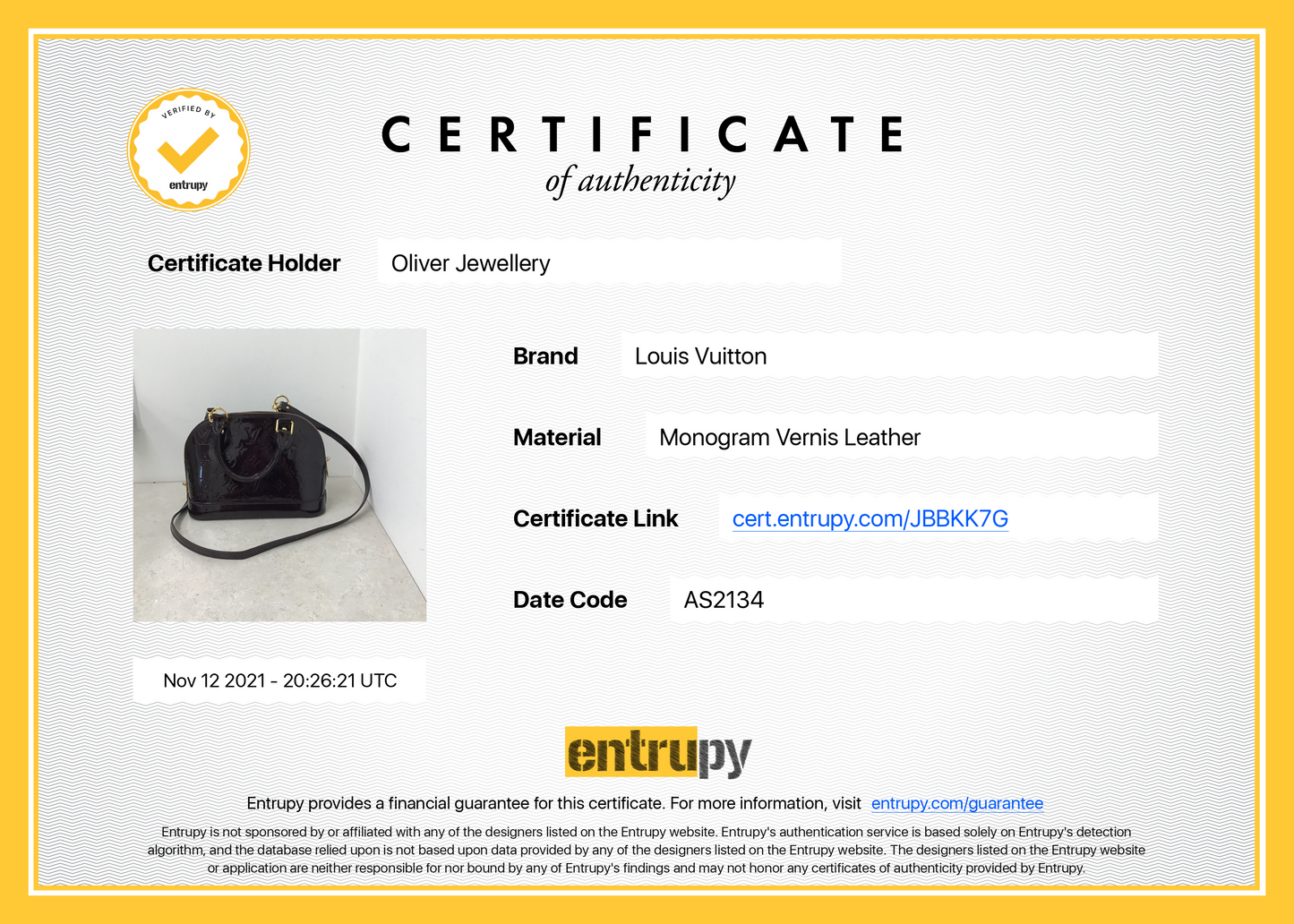 Louis Vuitton Amarante Vernis Alma BB