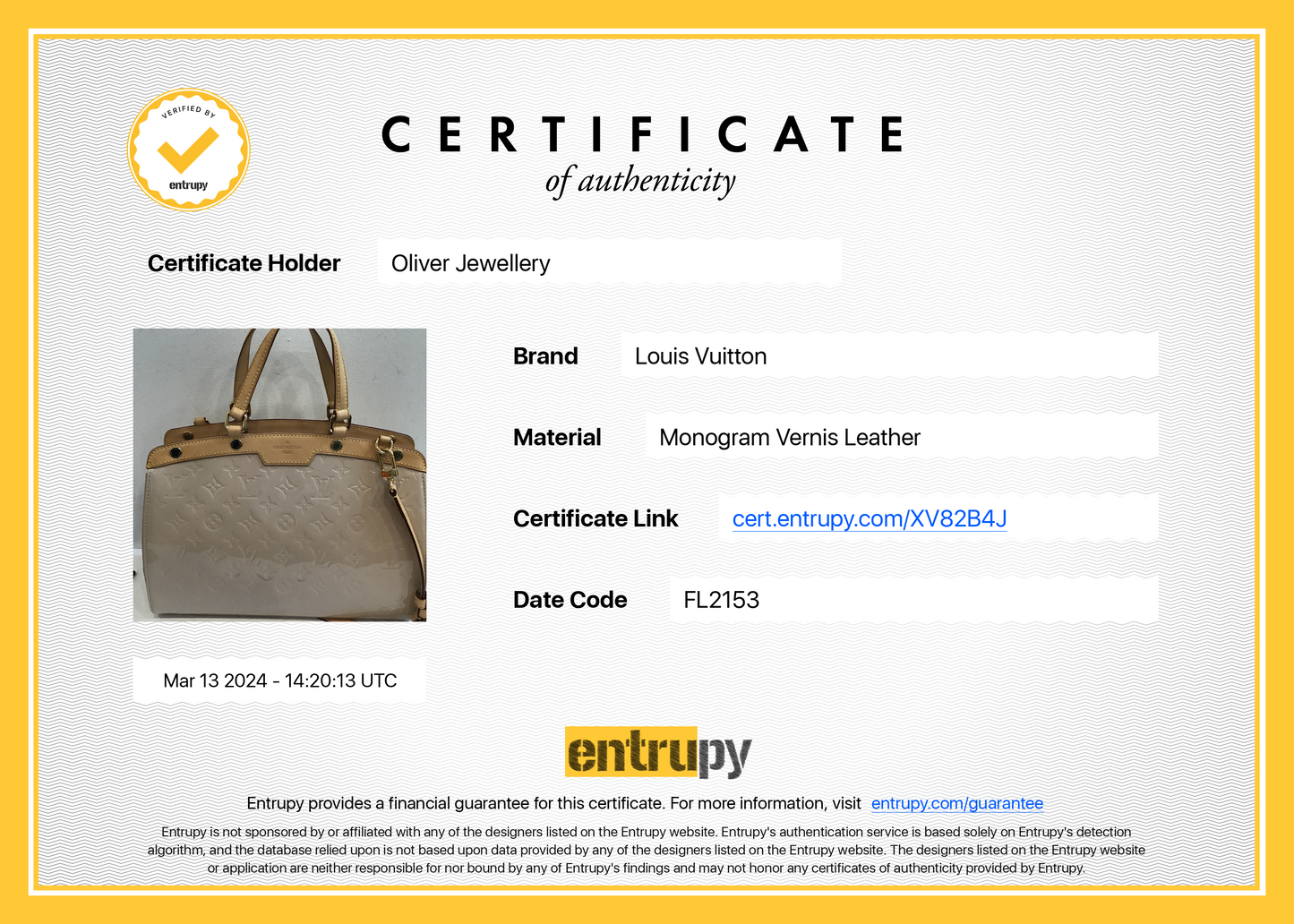 Louis Vuitton Beige Monogram Vernis Brea MM