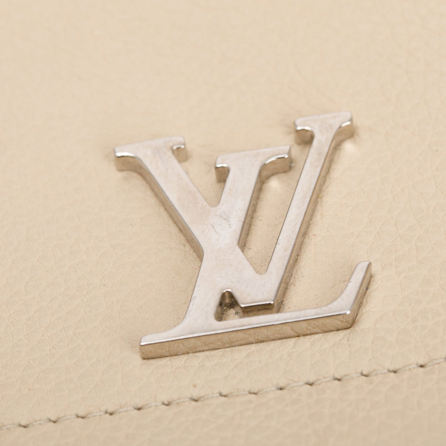 Louis Vuitton Black & Beige Calfskin Leather Lockme  Wallet