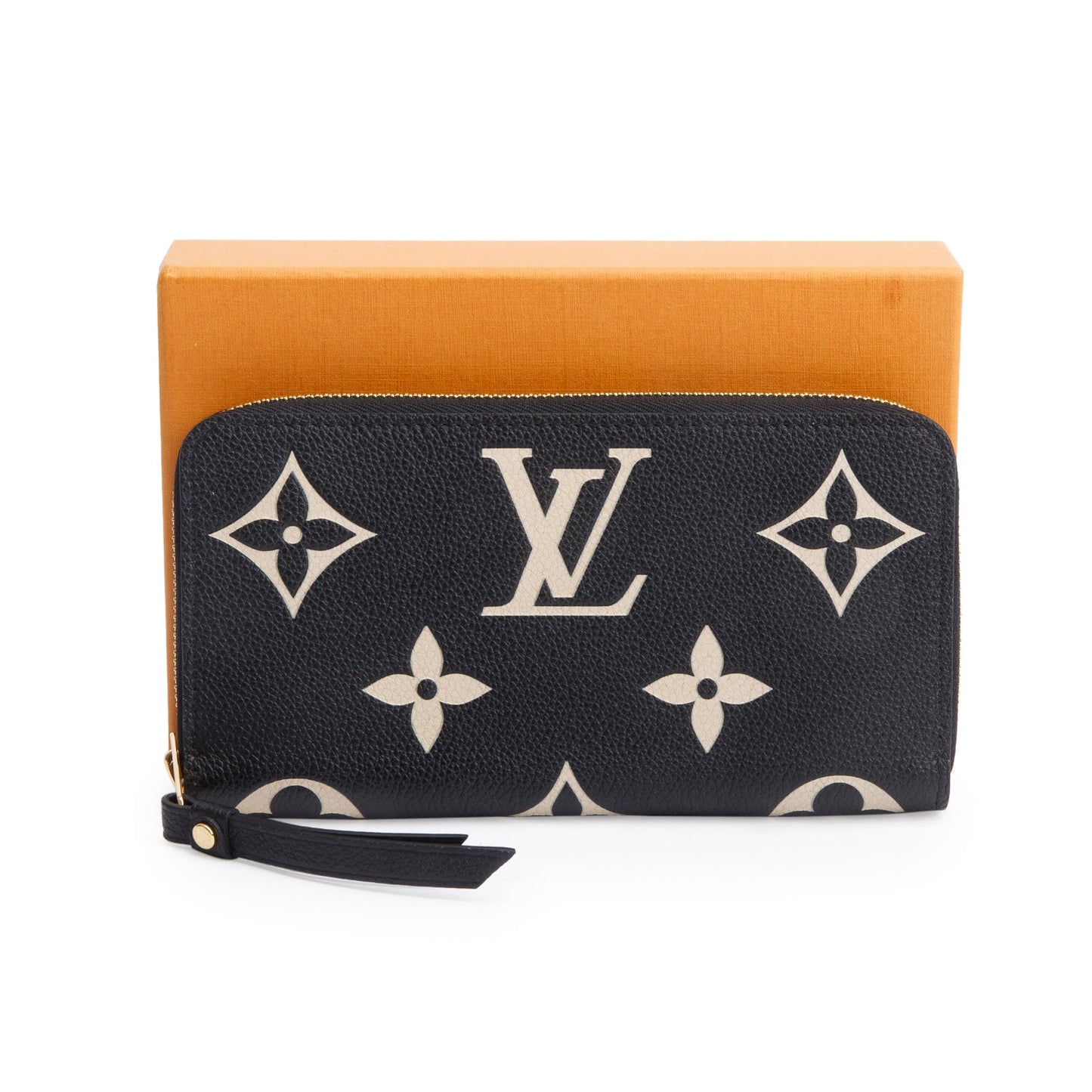 Louis Vuitton Black Beige Monogram Giant Bicolor Empreinte Leather Zippy Wallet