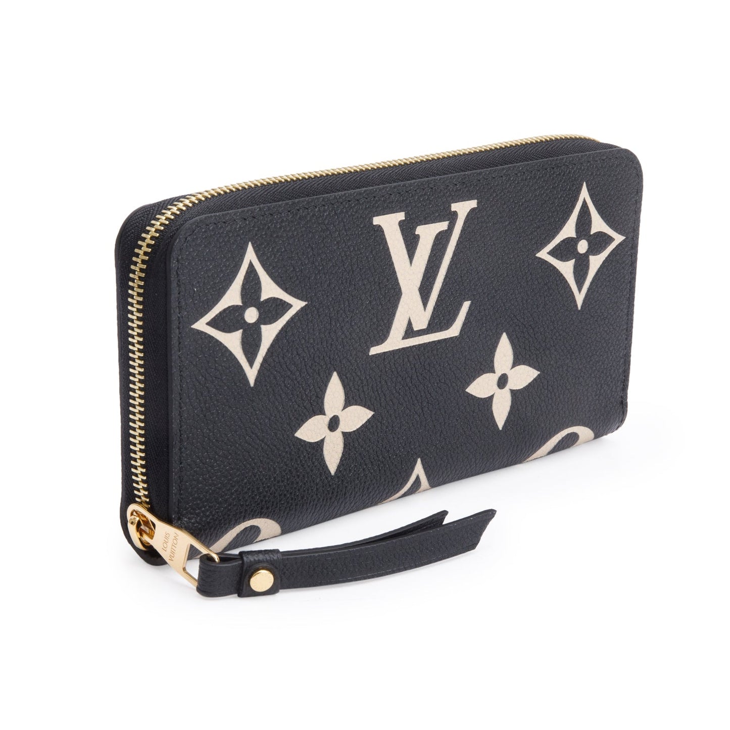 Louis Vuitton Black Beige Monogram Giant Bicolor Empreinte Leather Zippy Wallet