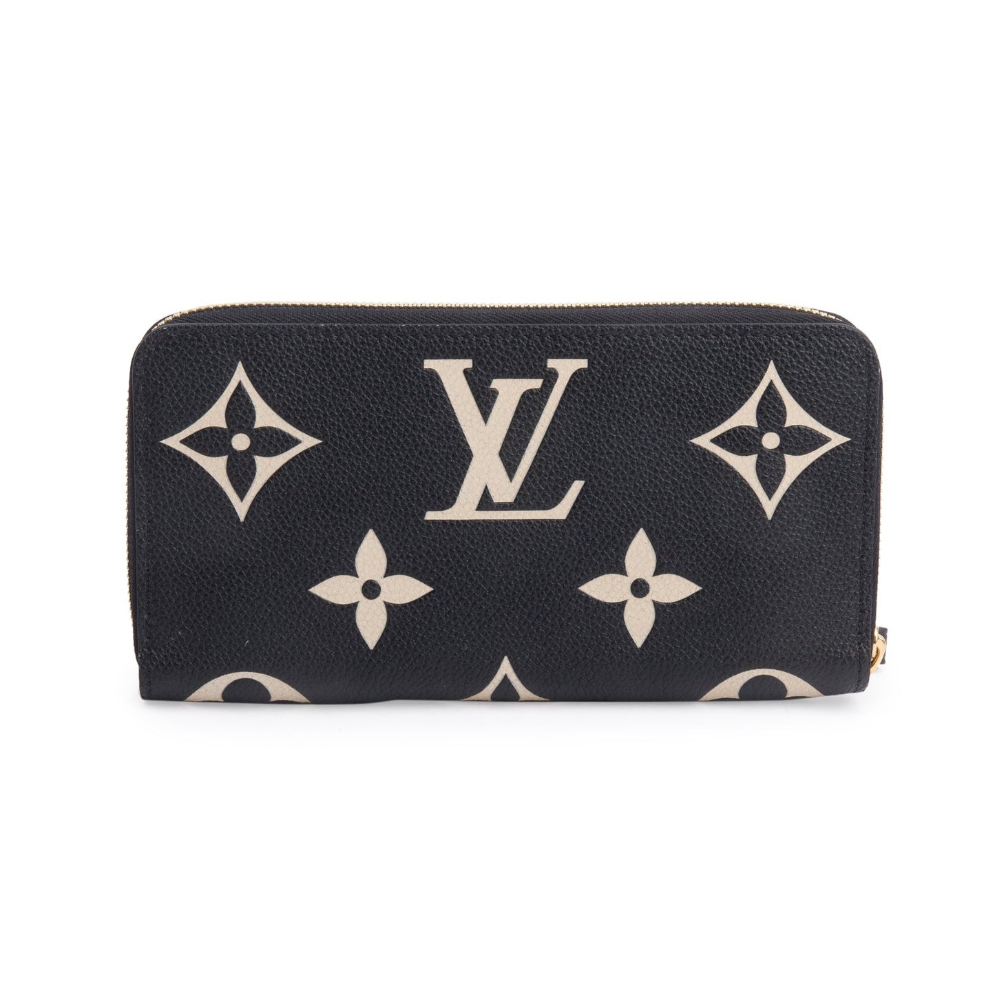 Louis Vuitton Black Beige Monogram Giant Bicolor Empreinte Leather Zippy Wallet