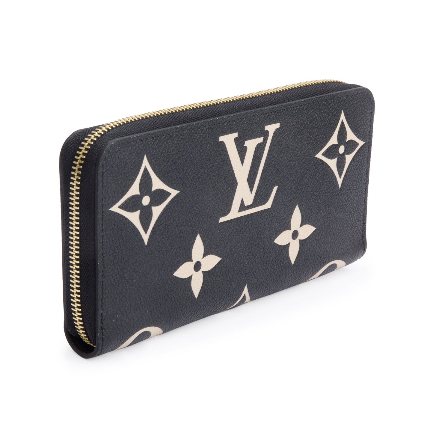 Louis Vuitton Black Beige Monogram Giant Bicolor Empreinte Leather Zippy Wallet
