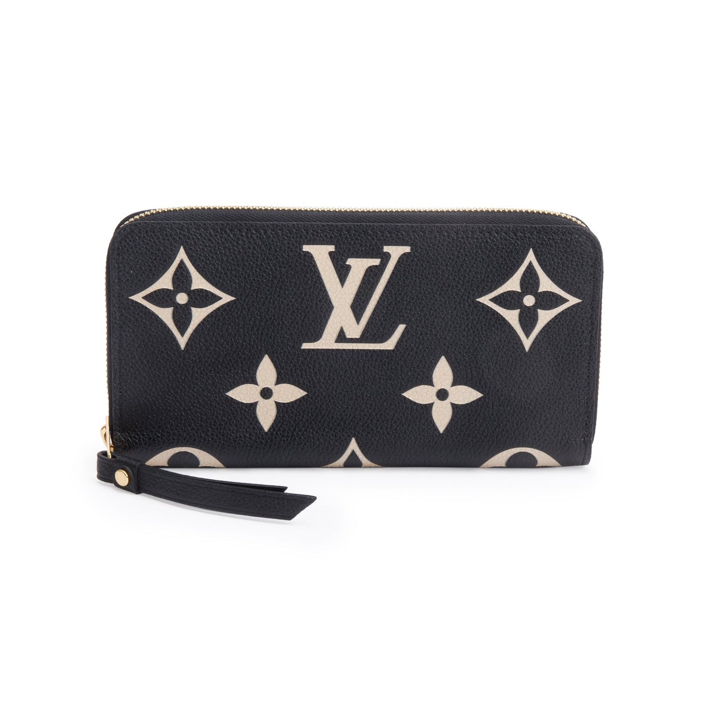 Louis Vuitton Black Beige Monogram Giant Bicolor Empreinte Leather Zippy Wallet