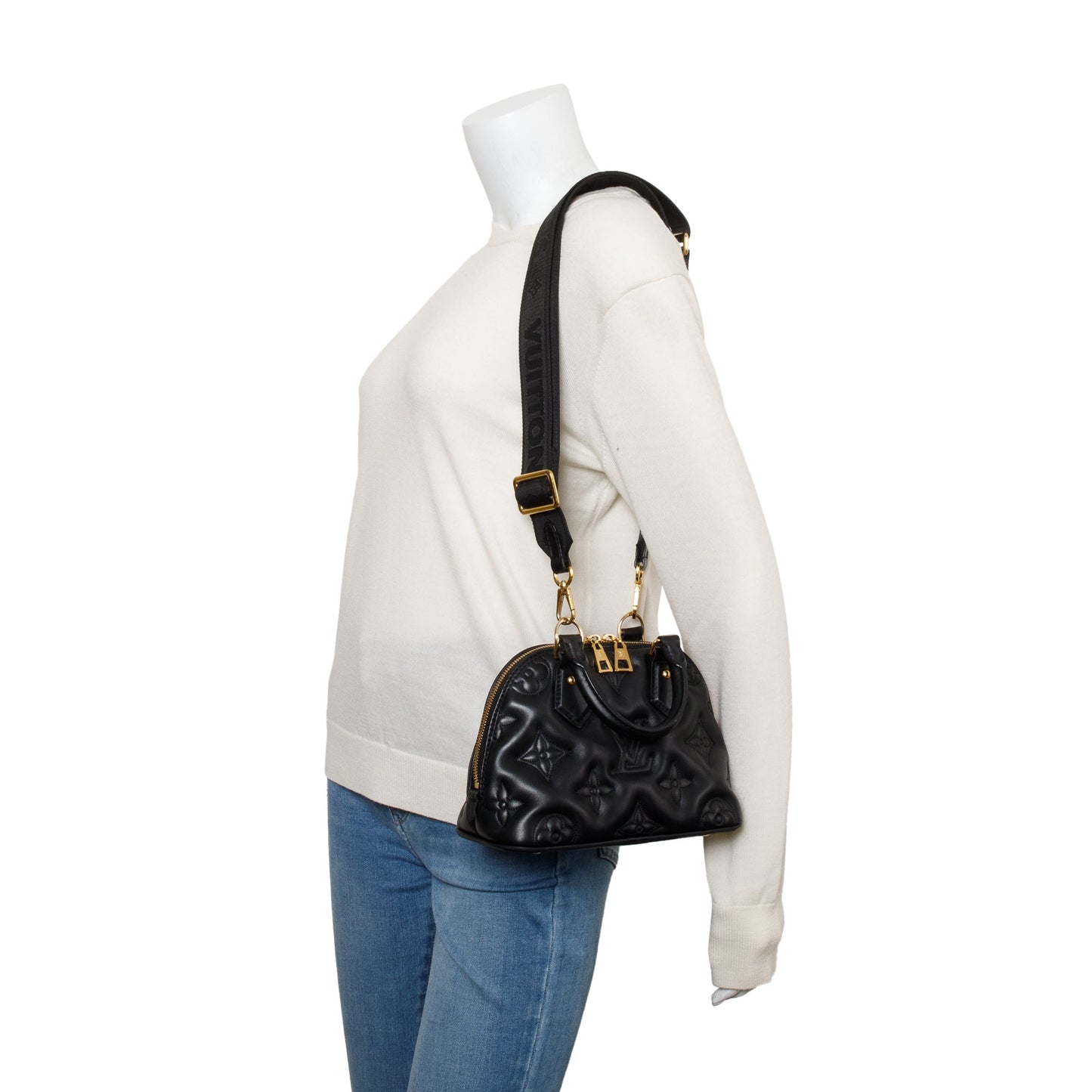 Louis Vuitton Black Bubblegram Embossed Leather Alma BB