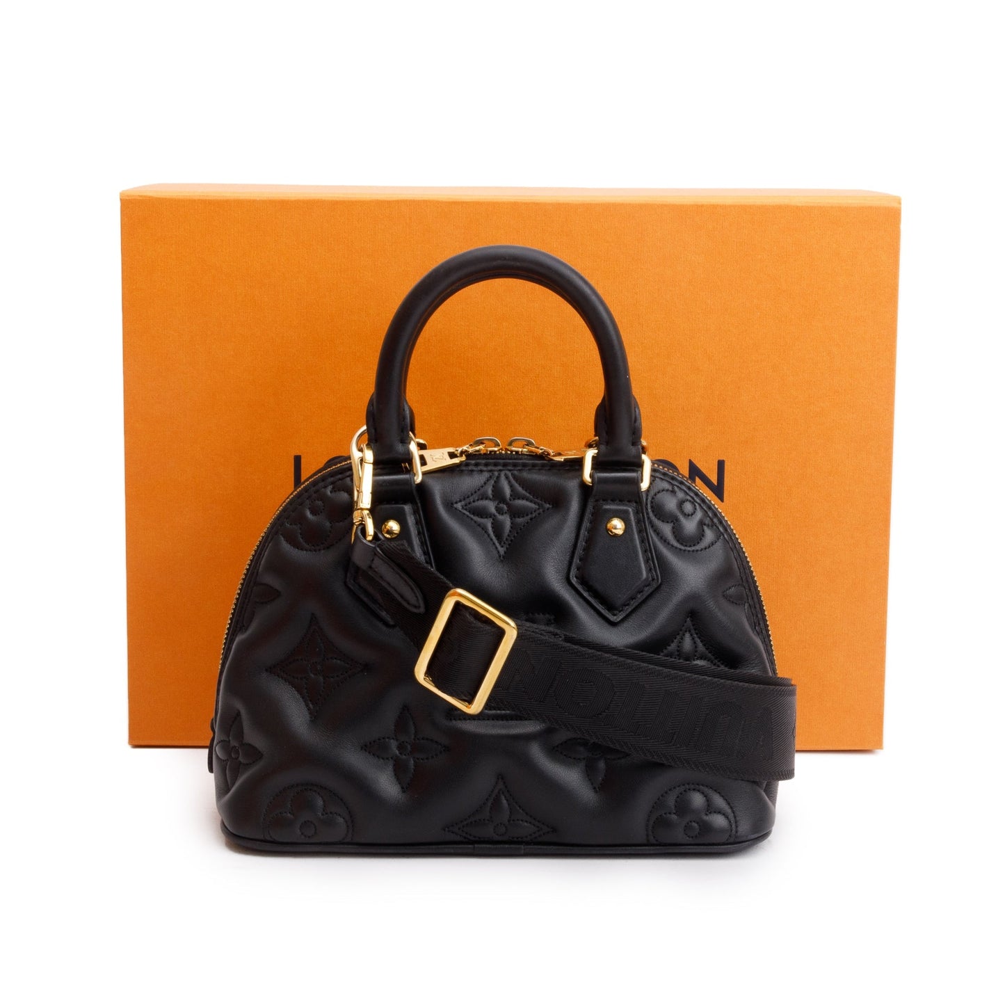 Louis Vuitton Black Bubblegram Embossed Leather Alma BB