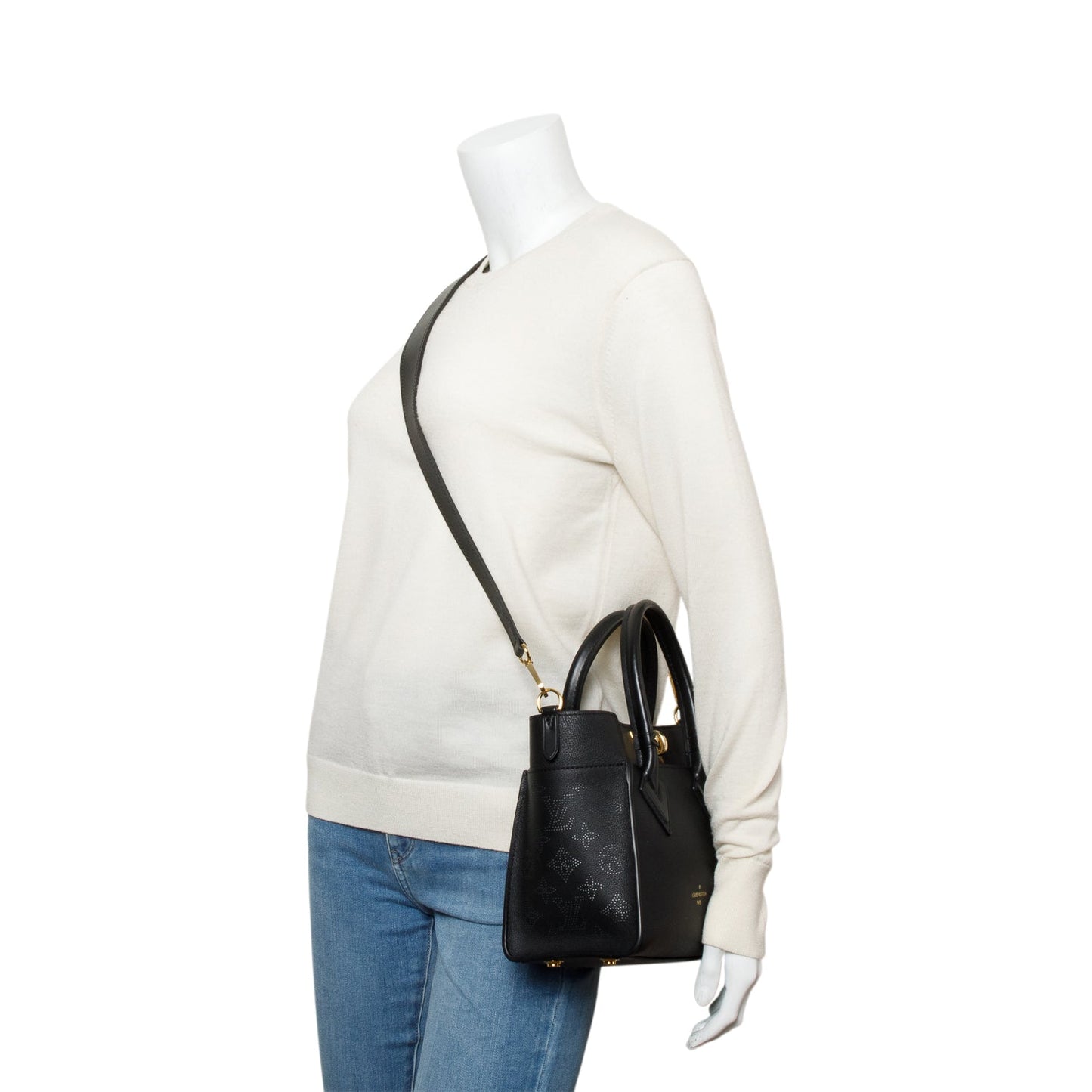 Louis Vuitton Black Calf Leather On My Side PM Tote