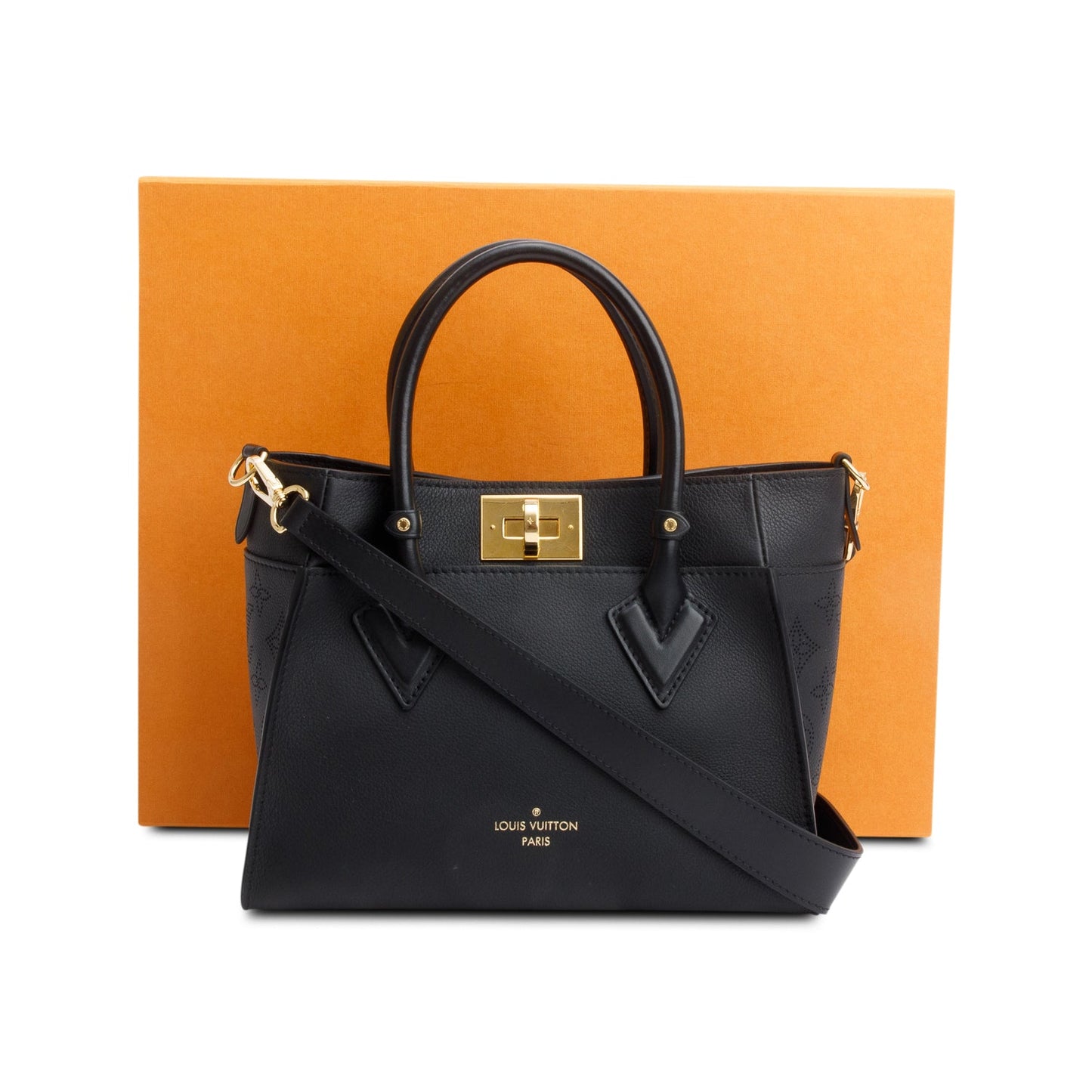 Louis Vuitton Black Calf Leather On My Side PM Tote