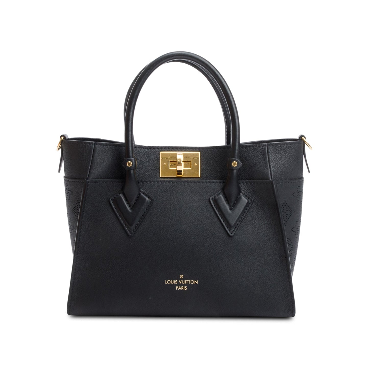 Louis Vuitton Black Calf Leather On My Side PM Tote