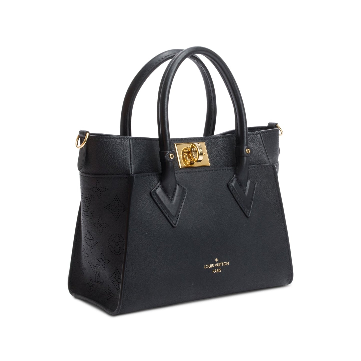 Louis Vuitton Black Calf Leather On My Side PM Tote