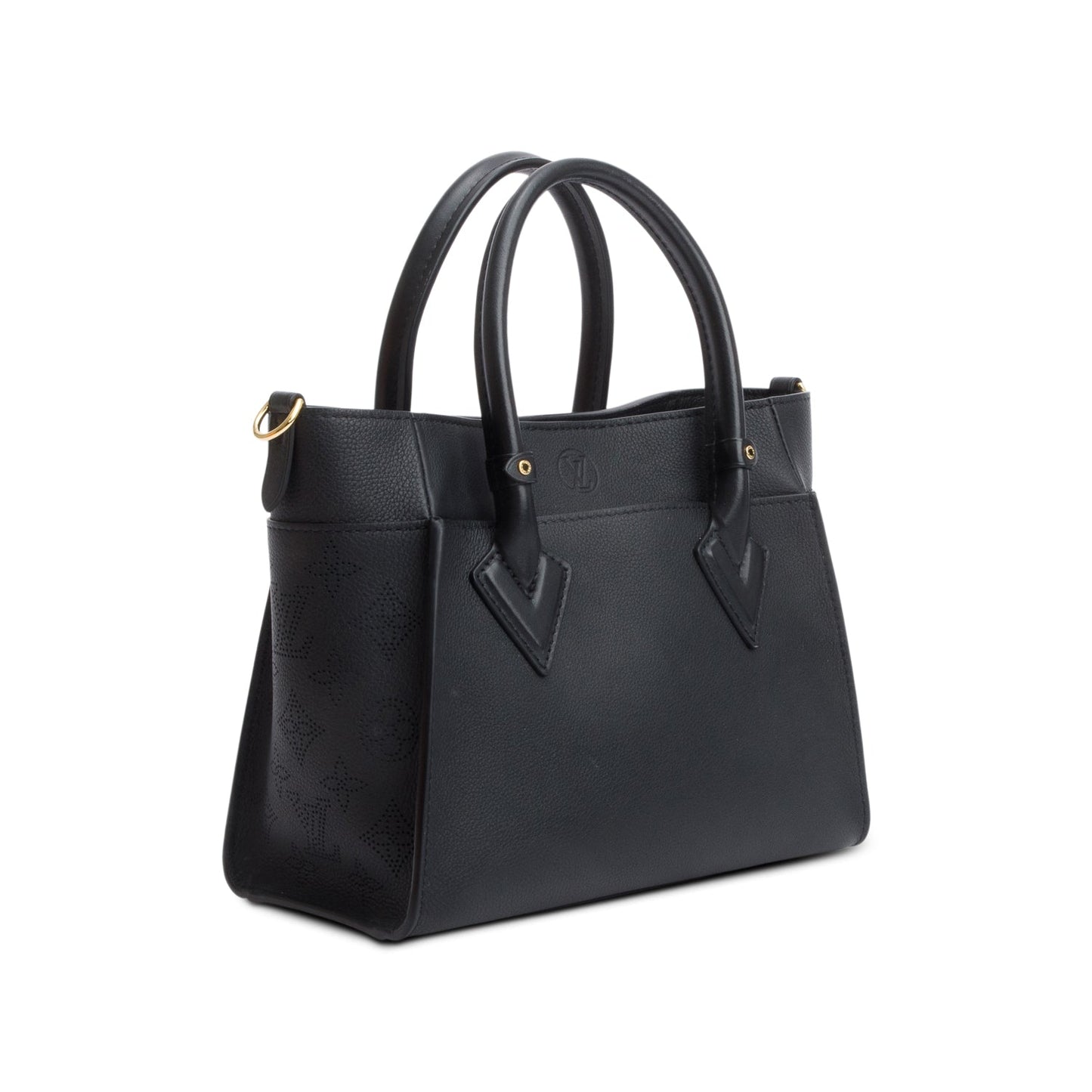 Louis Vuitton Black Calf Leather On My Side PM Tote