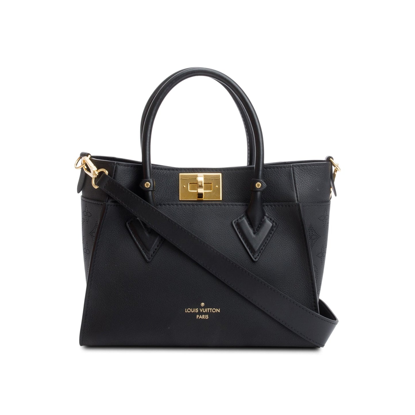 Louis Vuitton Black Calf Leather On My Side PM Tote