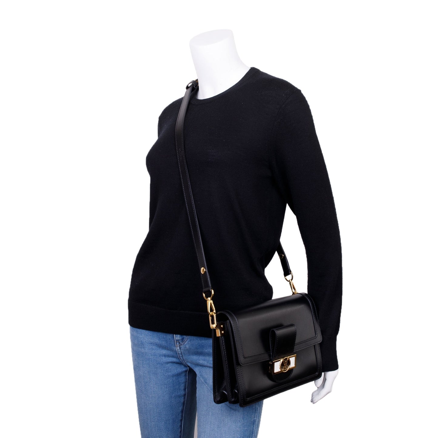 Louis Vuitton Black Calfskin Leather Dauphine MM