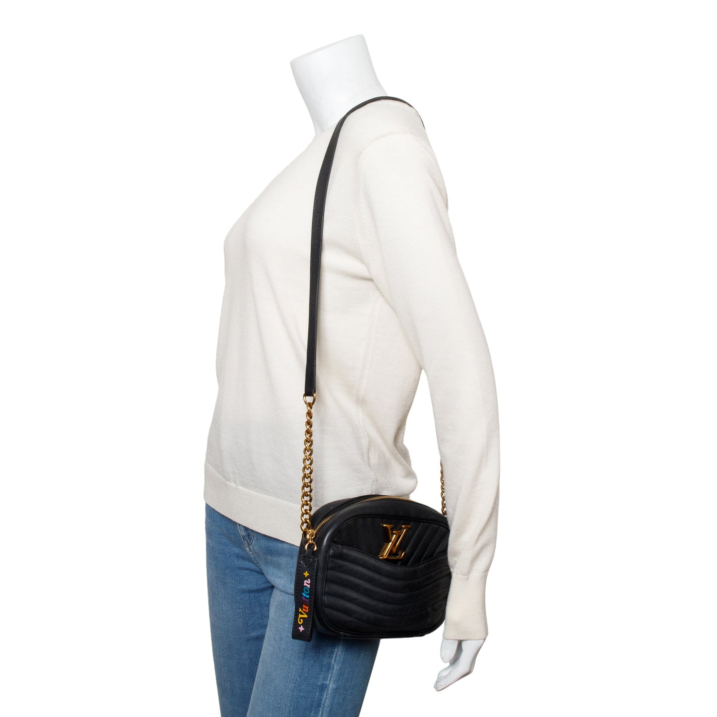 Louis Vuitton Black Calfskin Leather New Wave Camera Bag
