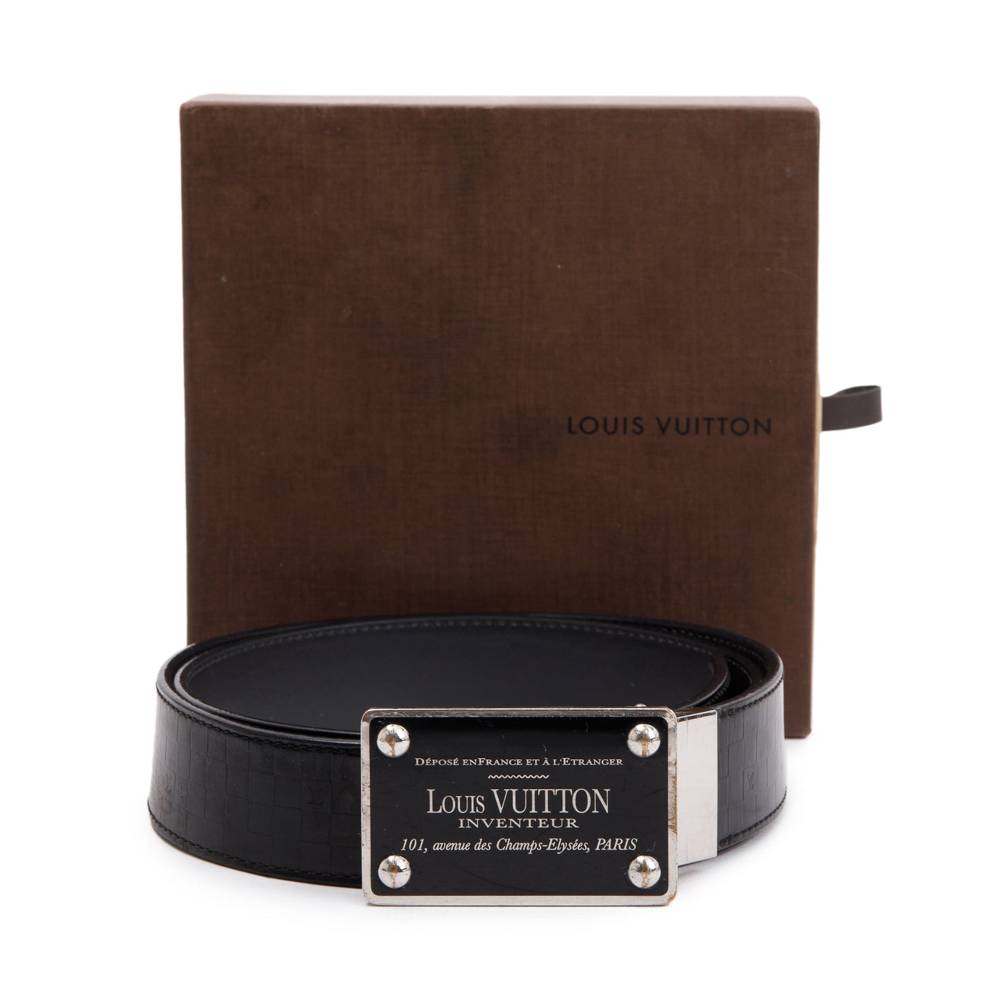Louis Vuitton Black Calfskin Leather Reversible Inventeur Belt 90 36