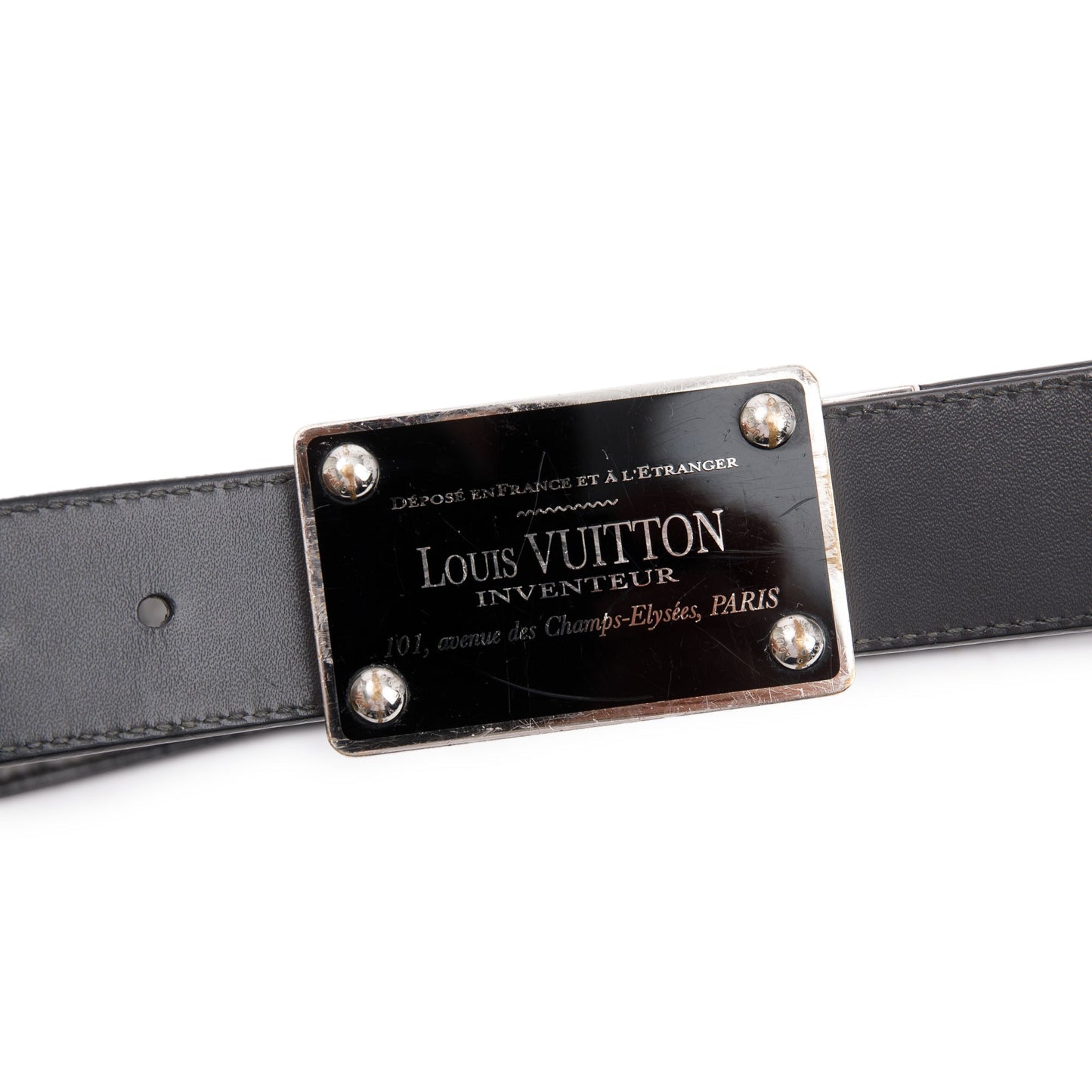Louis Vuitton Black Calfskin Leather Reversible Inventeur Belt 90 36