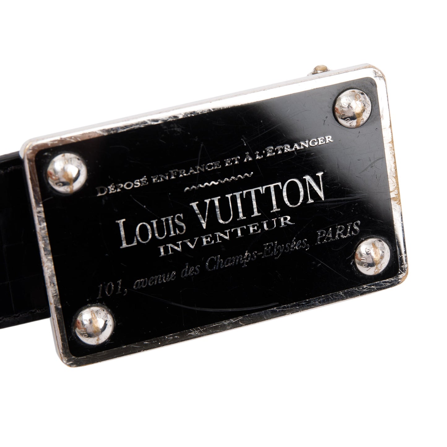 Louis Vuitton Black Calfskin Leather Reversible Inventeur Belt 90 36
