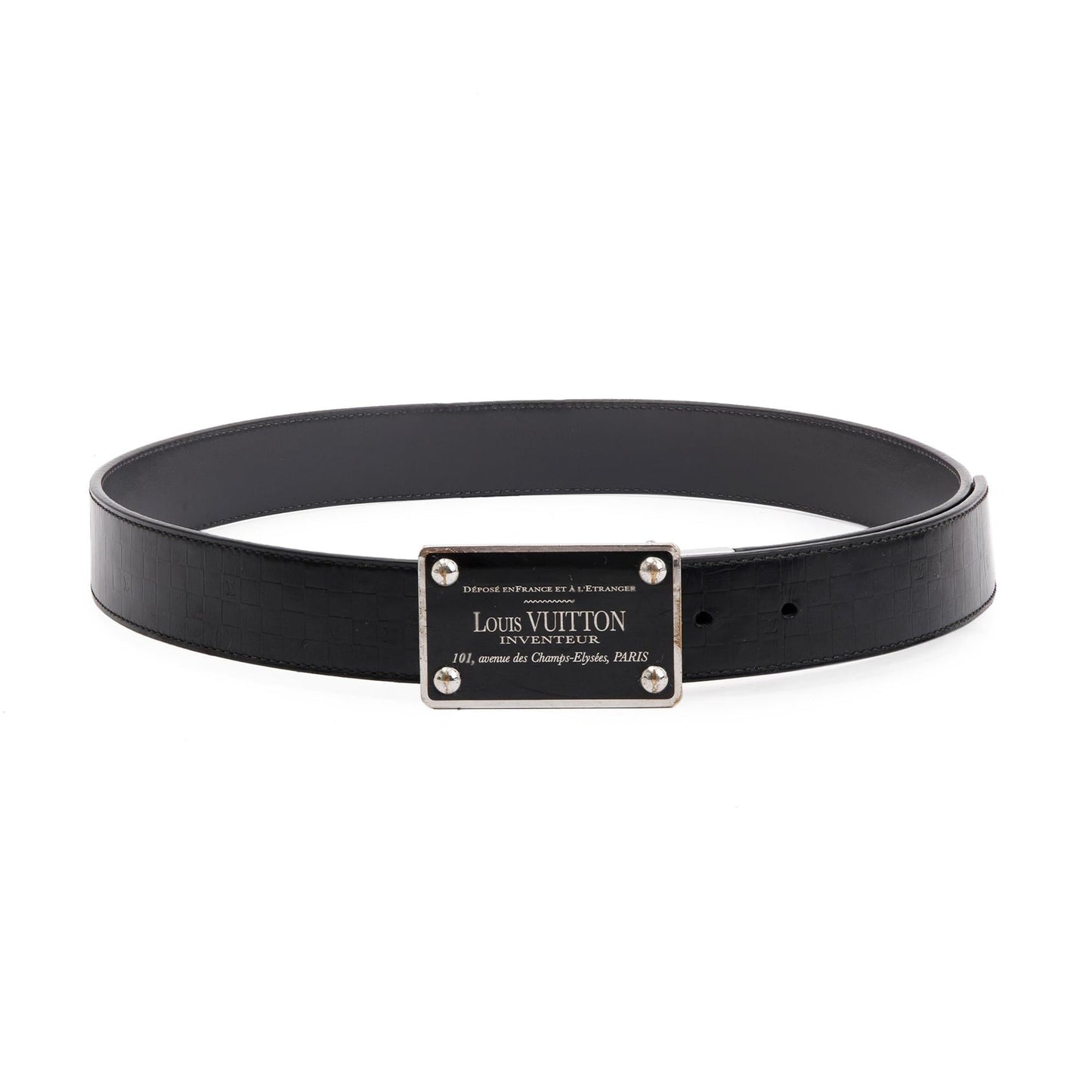 Louis Vuitton Black Calfskin Leather Reversible Inventeur Belt 90 36