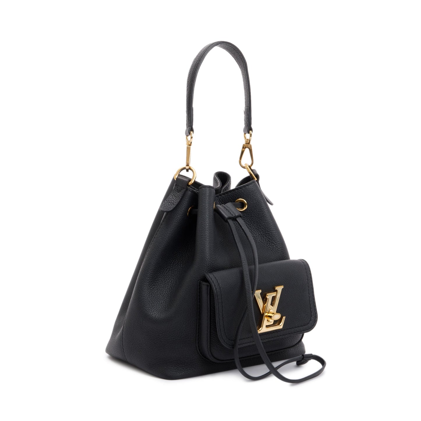 Louis Vuitton Black Calfskin Lockme Bucket Bag