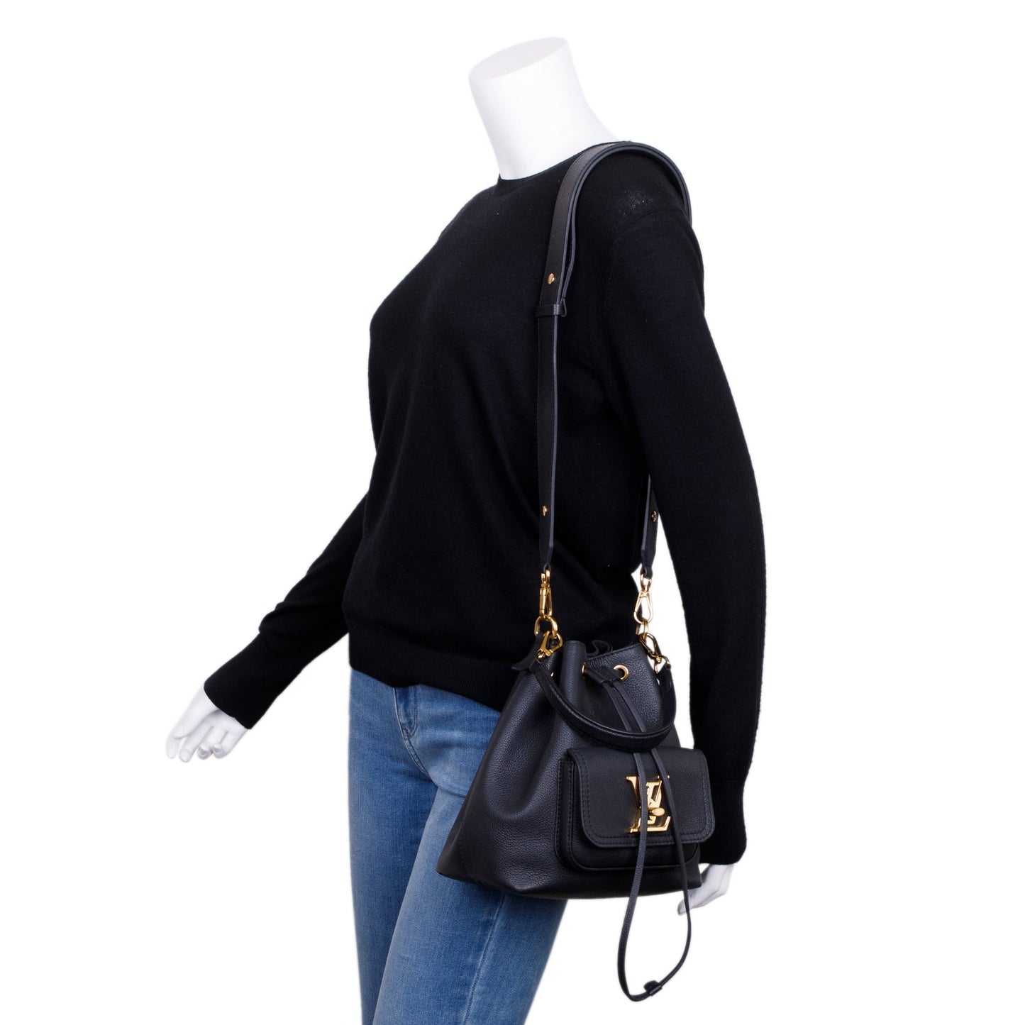 Louis Vuitton Black Calfskin Lockme Bucket Bag