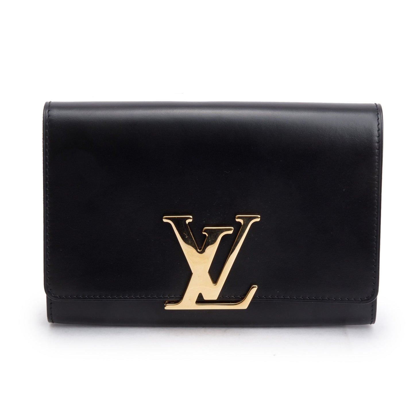 Louis Vuitton Black Calfskin Louise Chain Clutch MM