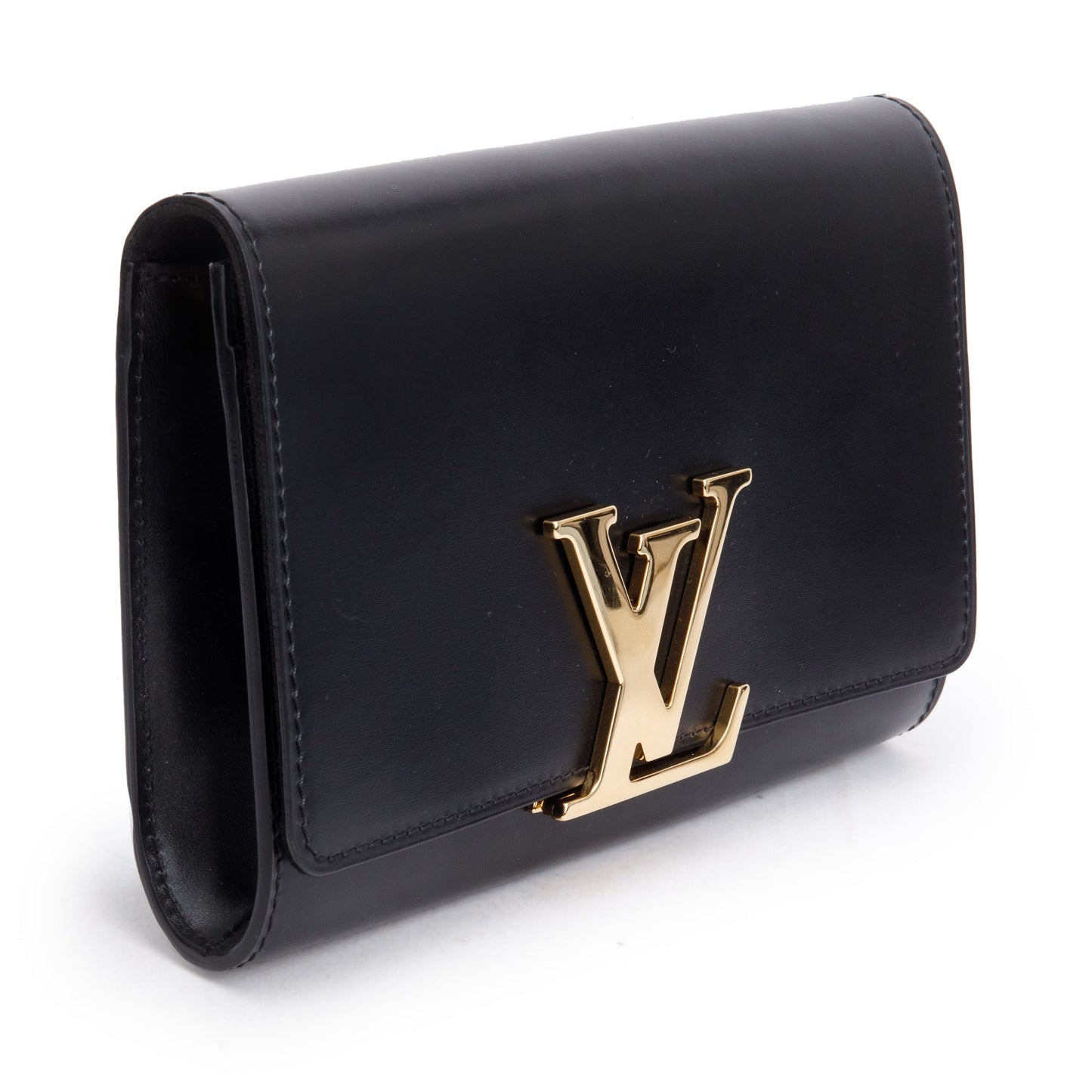 Louis Vuitton Black Calfskin Louise Chain Clutch MM
