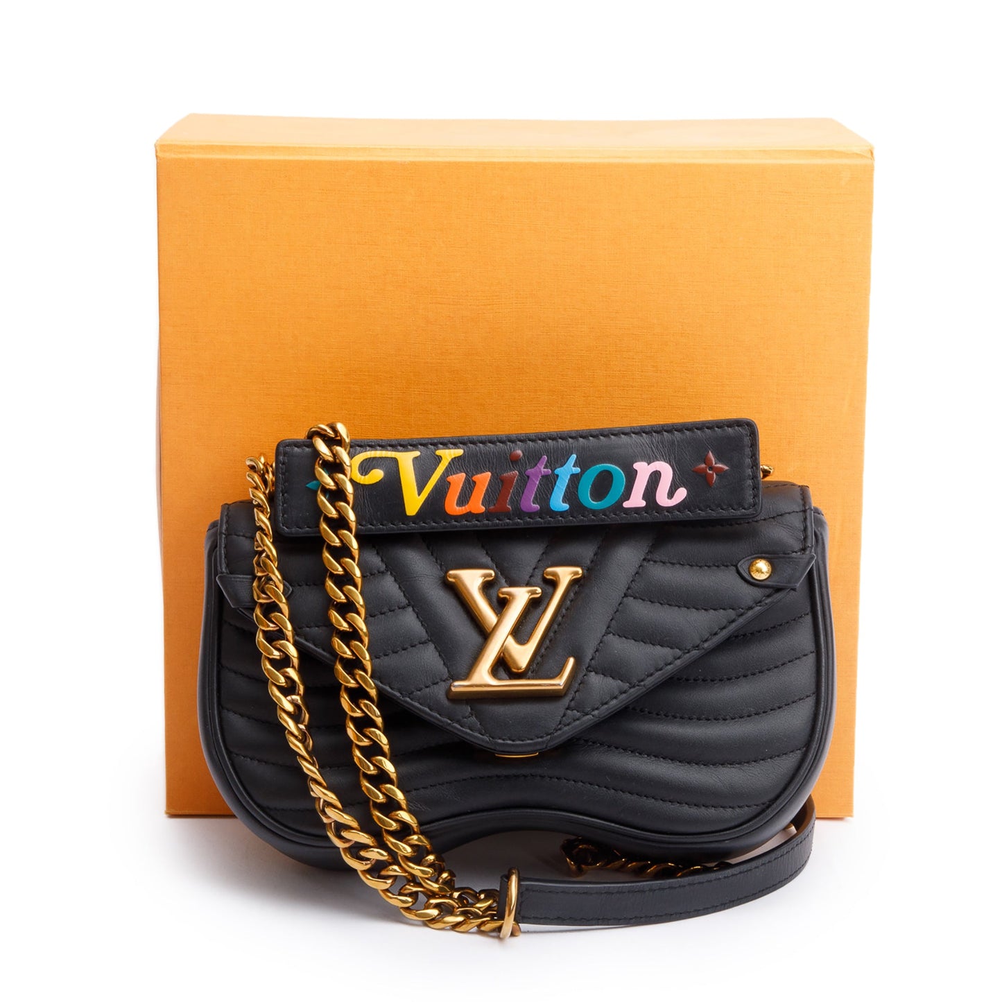 Louis Vuitton Black Cowhide Leather New Wave Chain Bag PM