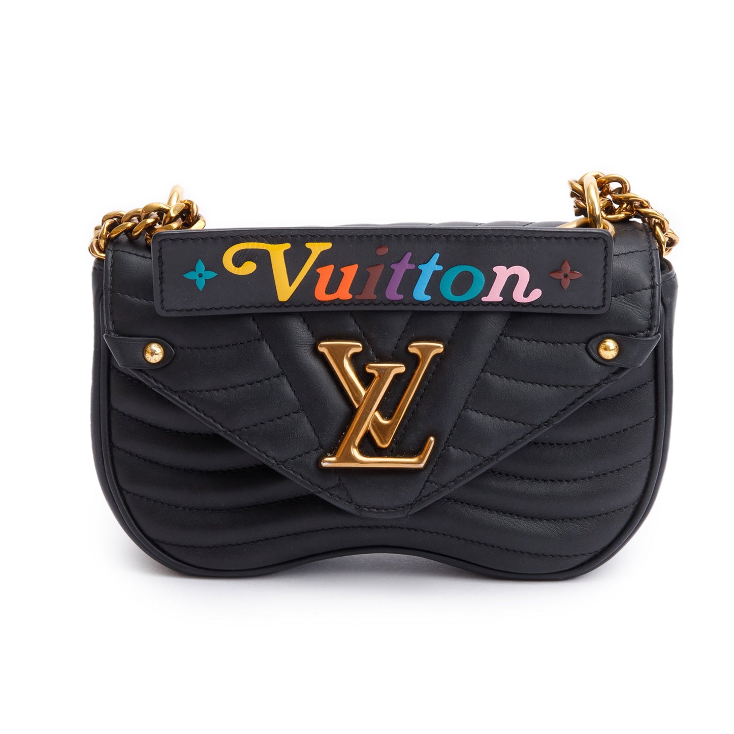 Louis Vuitton Black Cowhide Leather New Wave Chain Bag PM