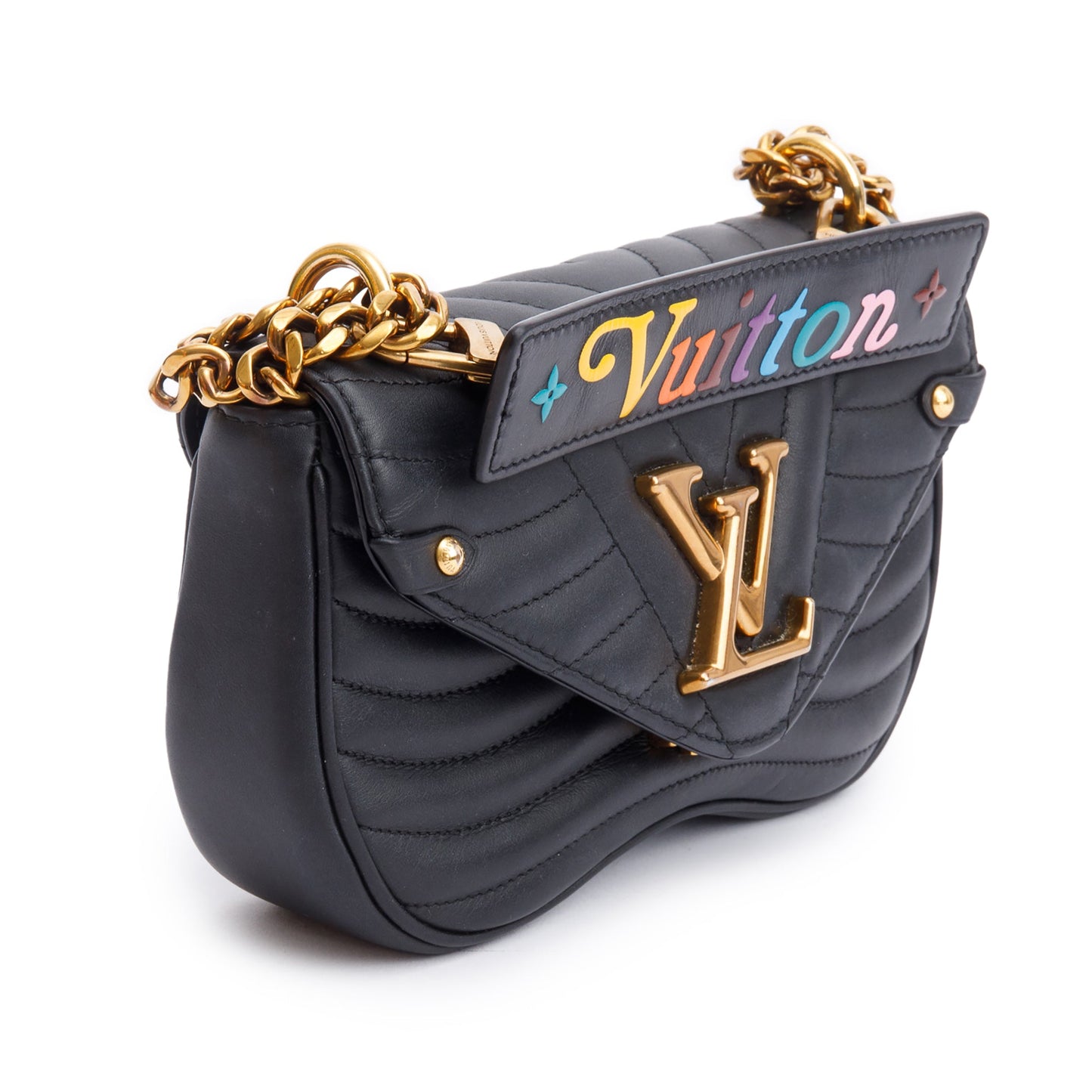 Louis Vuitton Black Cowhide Leather New Wave Chain Bag PM