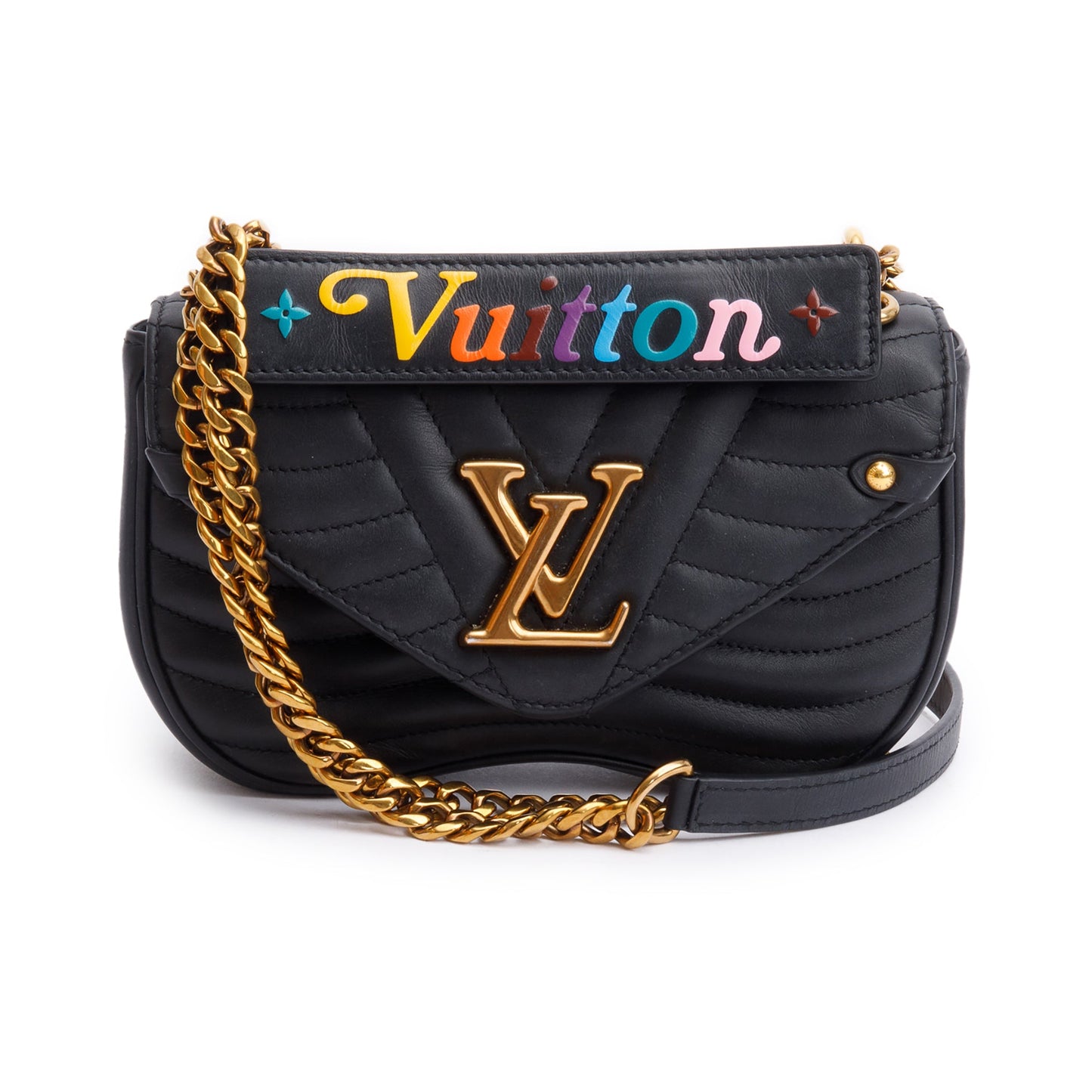 Louis Vuitton Black Cowhide Leather New Wave Chain Bag PM