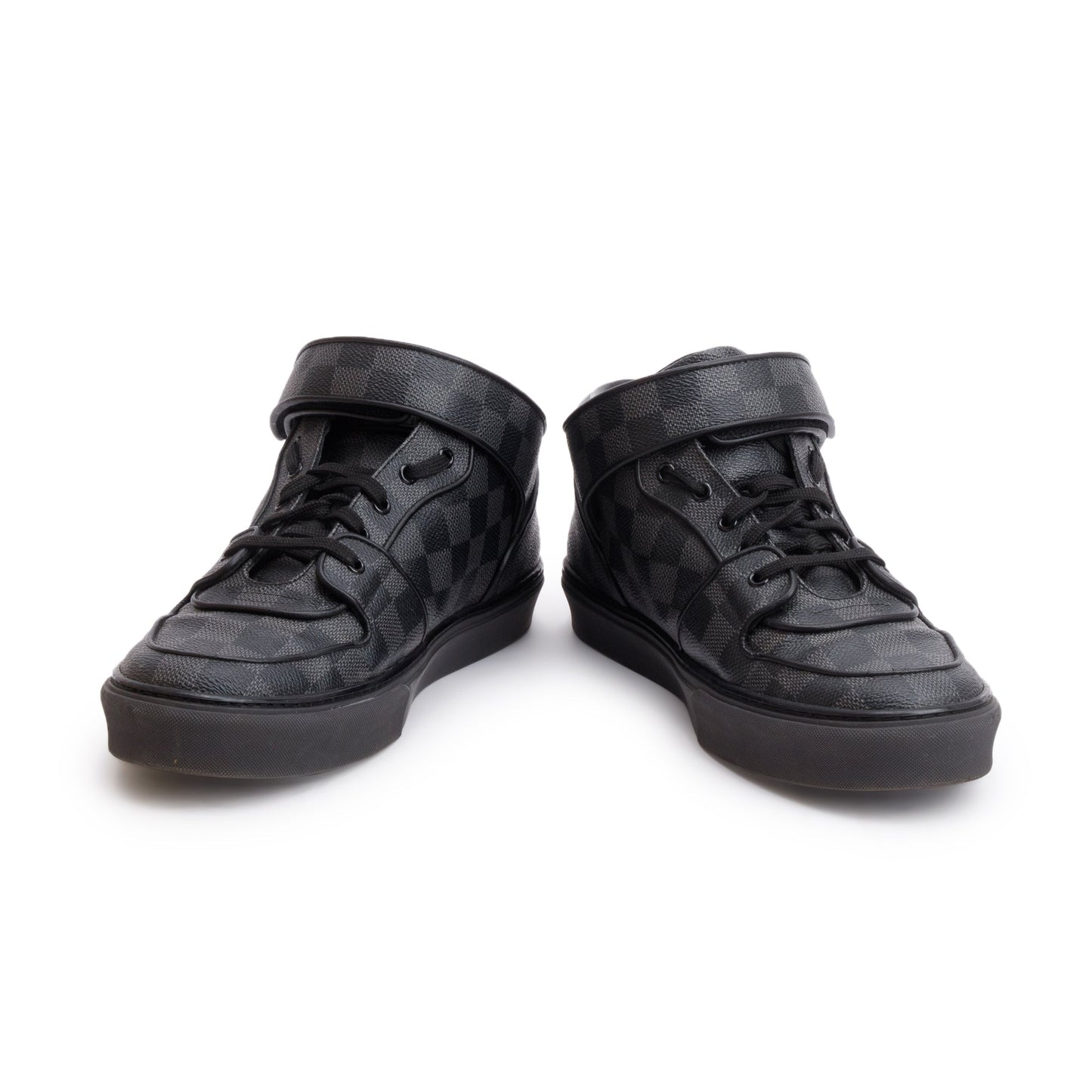 Louis Vuitton Black Damier Graphite Canvas Acapulco Mid-Top Sneakers, Size 9