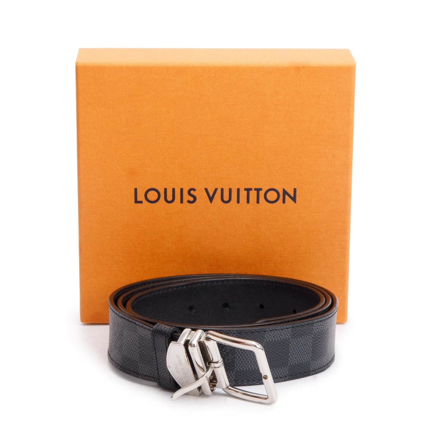 Louis Vuitton Black Damier Graphite Saint-Cure 32 MM Belt, Size 100 40