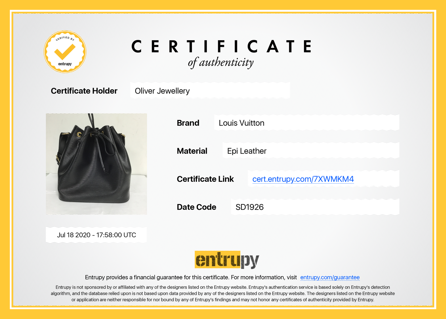 Louis Vuitton Black Epi Petite Noe Bag