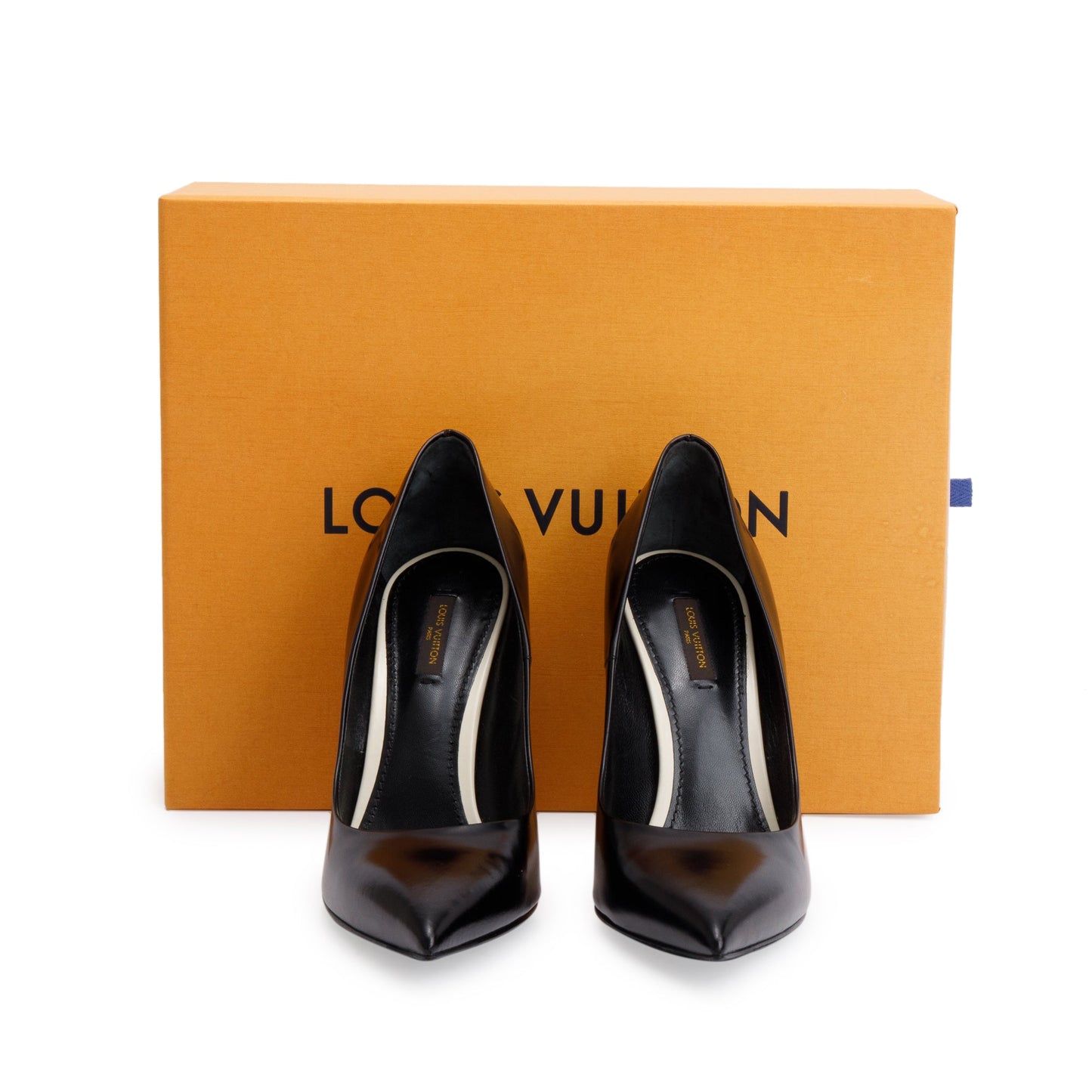 Louis Vuitton Black Glazed Calfskin Eyeline Pumps, Size 41