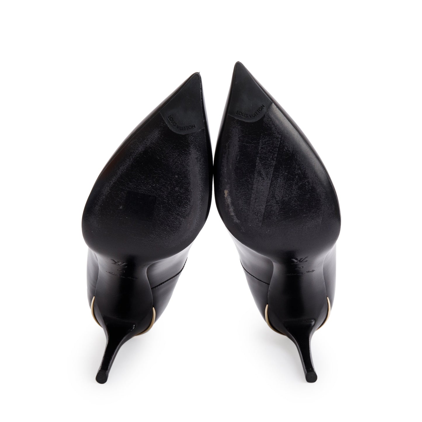 Louis Vuitton Black Glazed Calfskin Eyeline Pumps, Size 41