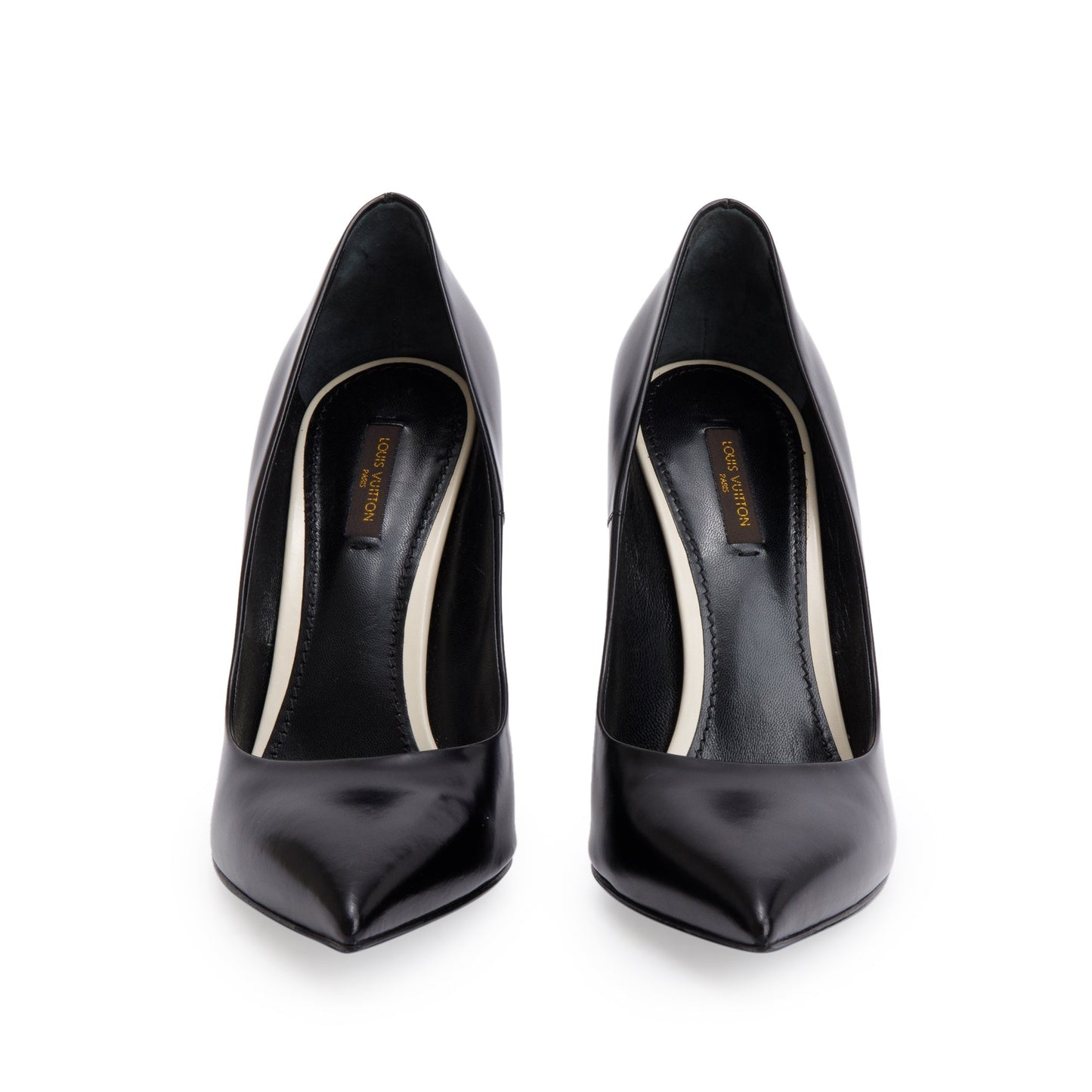 Louis Vuitton Black Glazed Calfskin Eyeline Pumps, Size 41