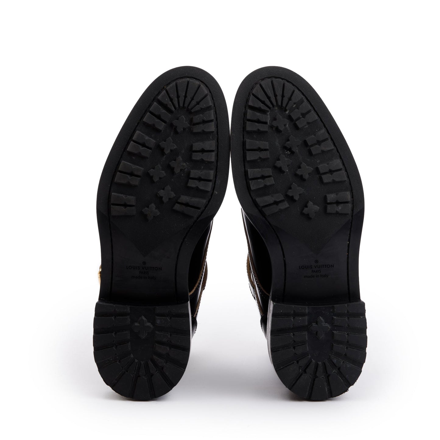 Louis Vuitton Black Leather Combat Boots, Size 8