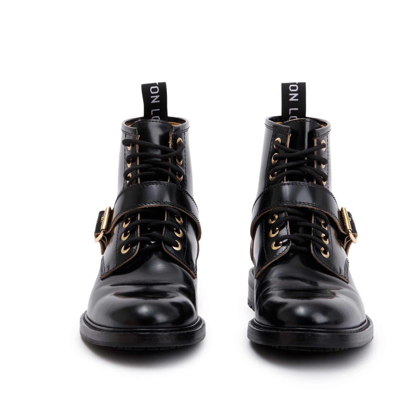 Louis Vuitton Black Leather Combat Boots, Size 8