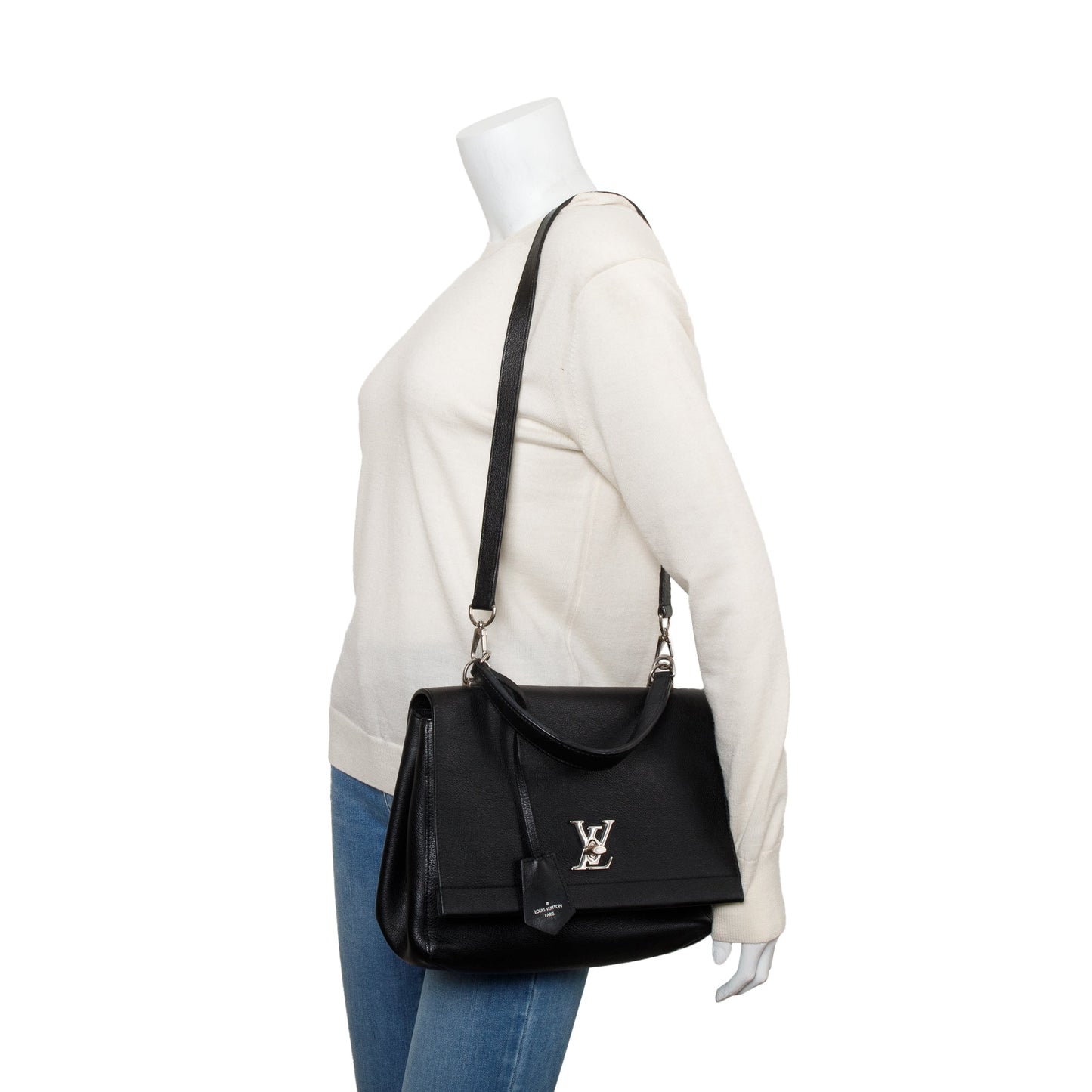 Louis Vuitton Black Leather LockMe II Top Handle Bag