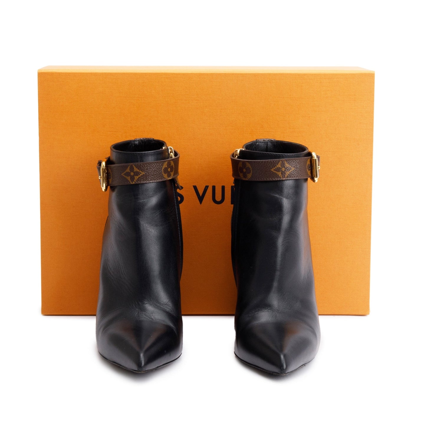 Louis Vuitton Black Leather Monogram Matchmake Boots, Size 40