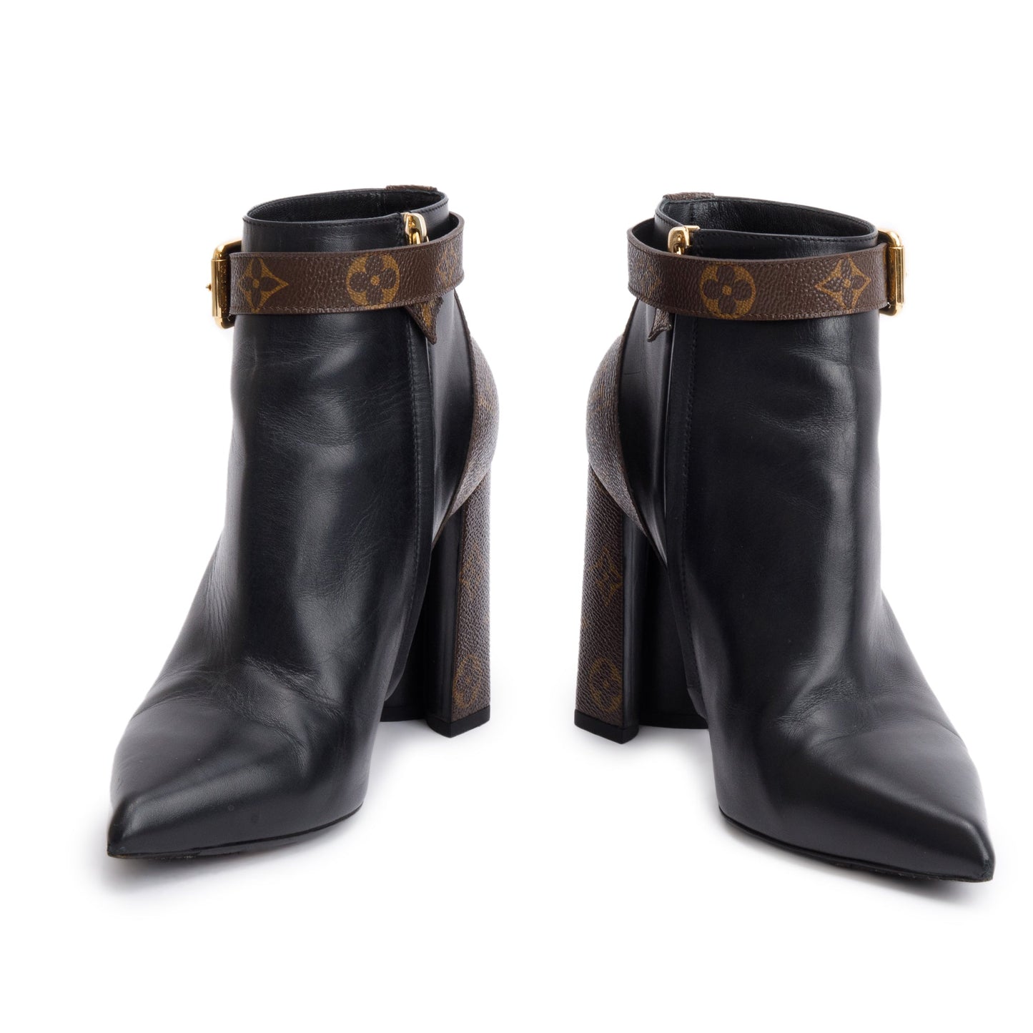 Louis Vuitton Black Leather Monogram Matchmake Boots, Size 40