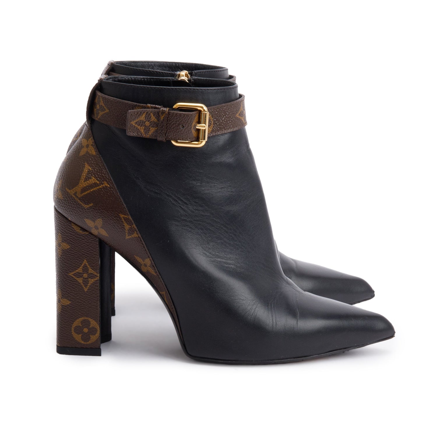 Louis Vuitton Black Leather Monogram Matchmake Boots, Size 40