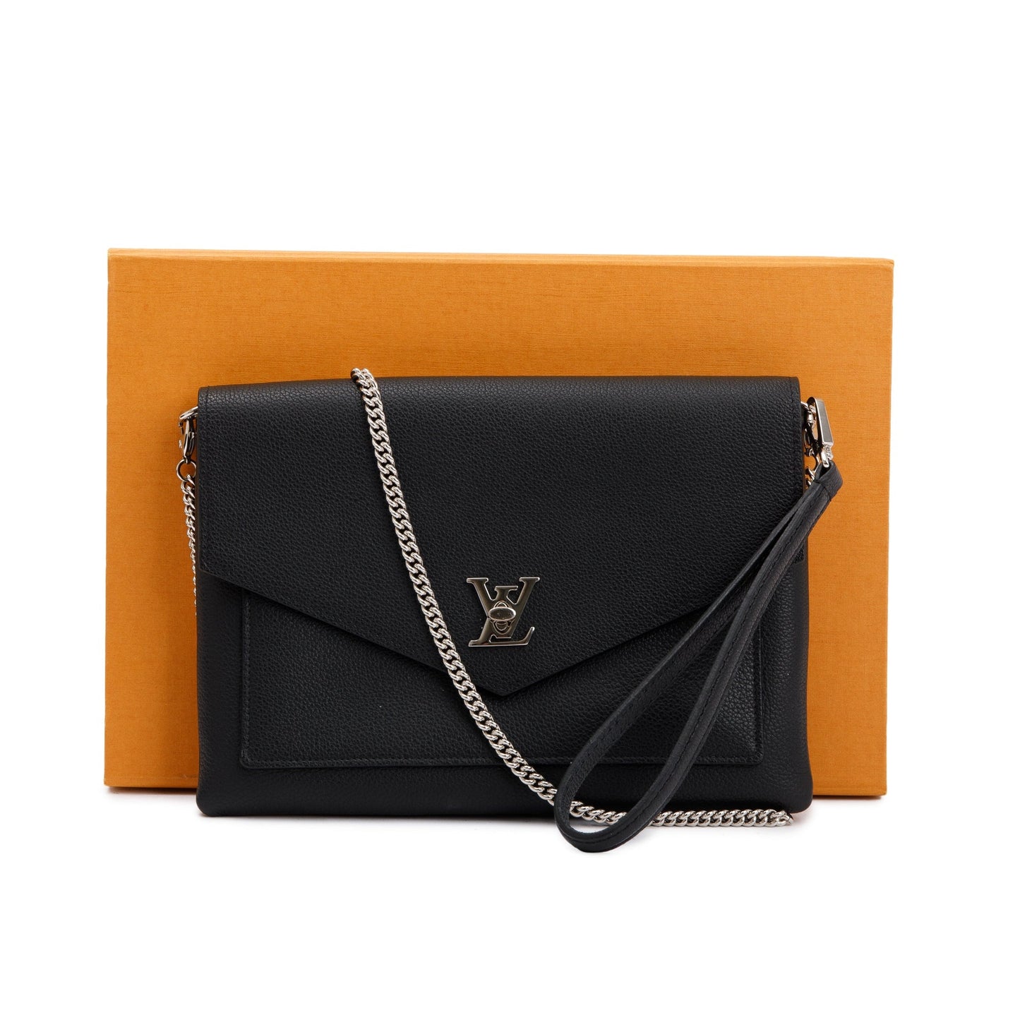 Louis Vuitton Black Leather MyLockME Chain Pochette