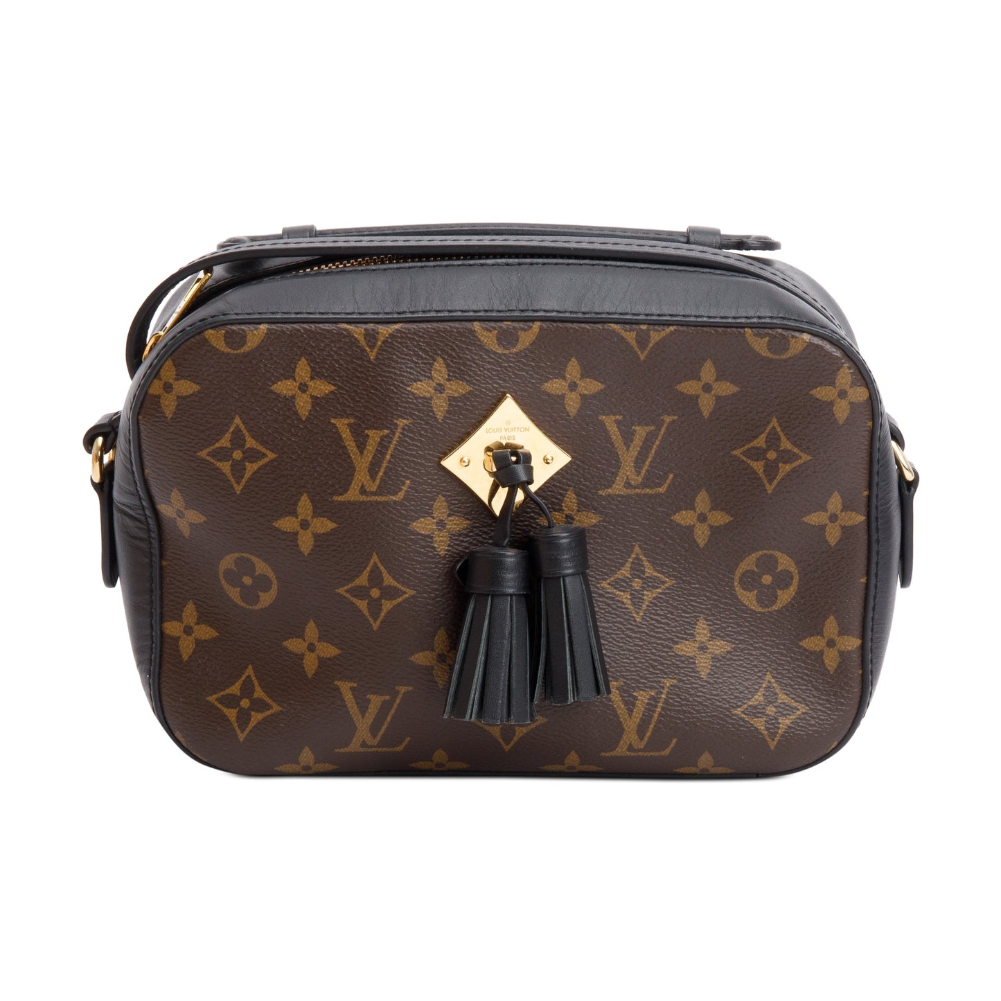 Louis Vuitton Black Leather Trim Monogram Saintonge Bag